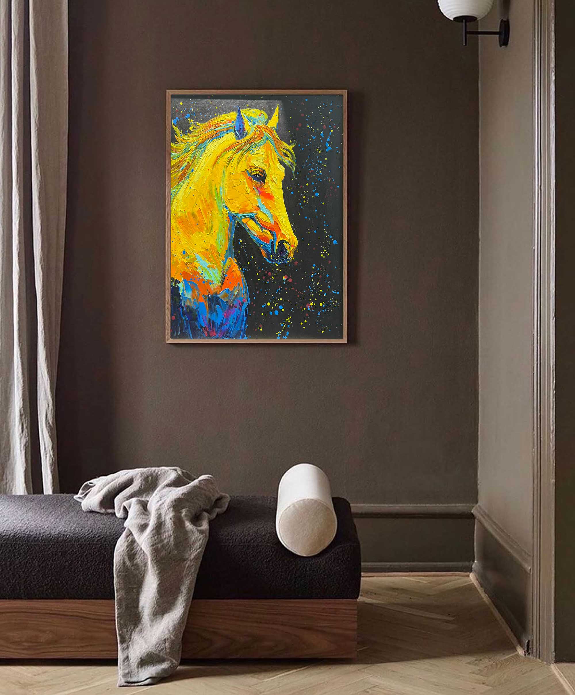 Wallart Vibrant Neon Horse in Cosmic Colors