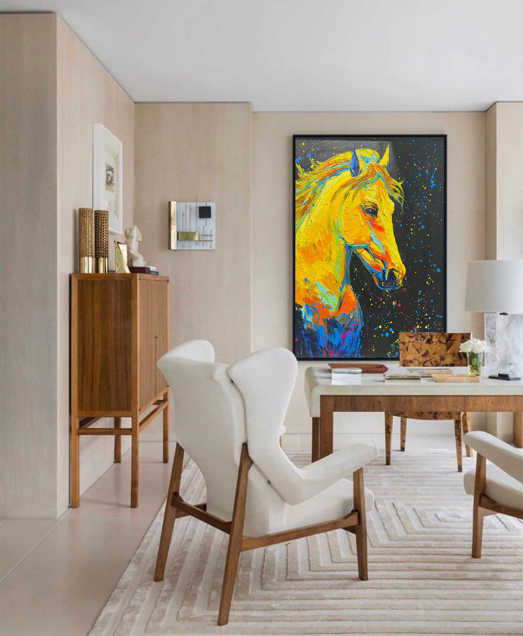 Wallart Vibrant Neon Horse in Cosmic Colors