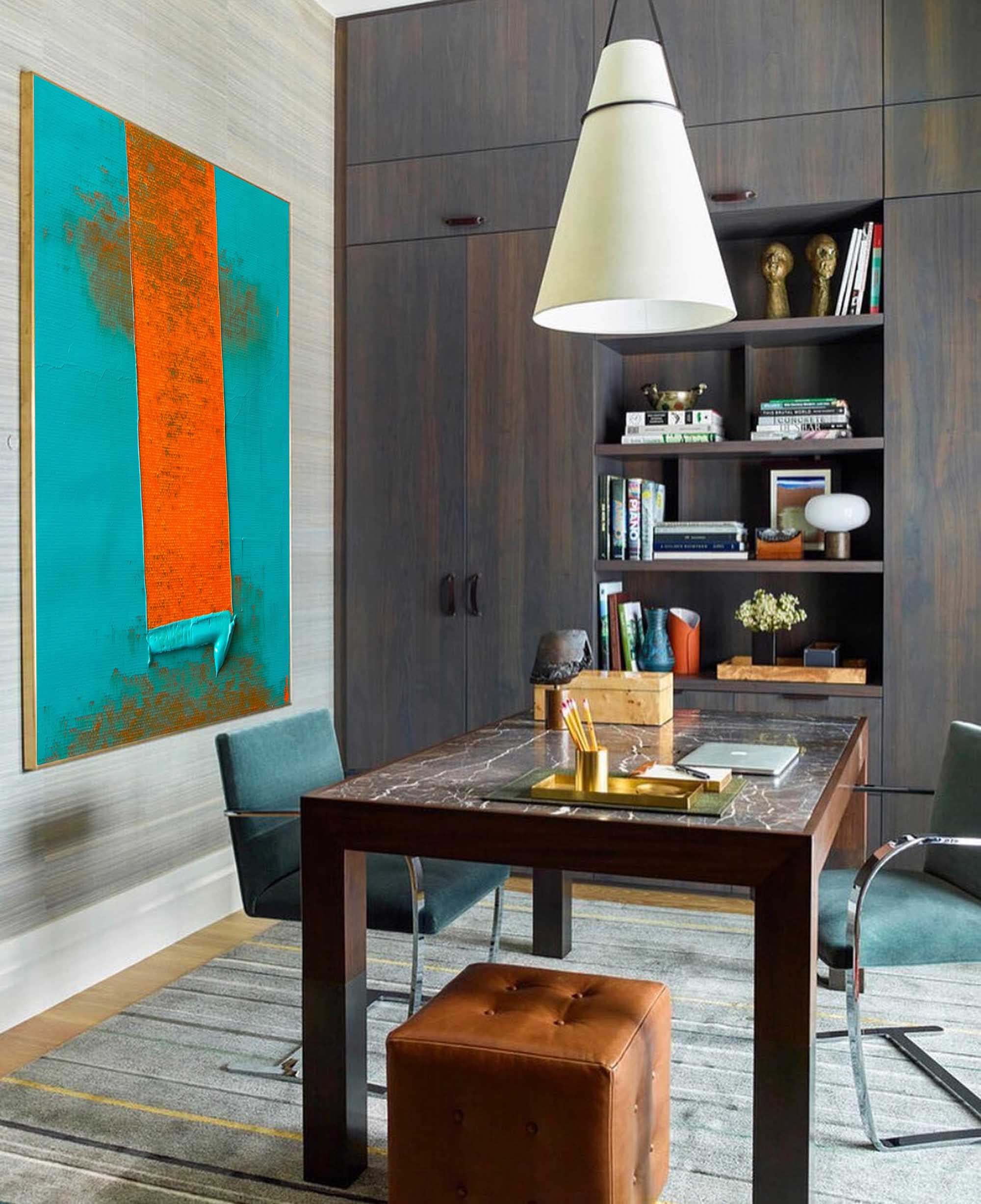 Wallart Bold Orange on Teal Canvas