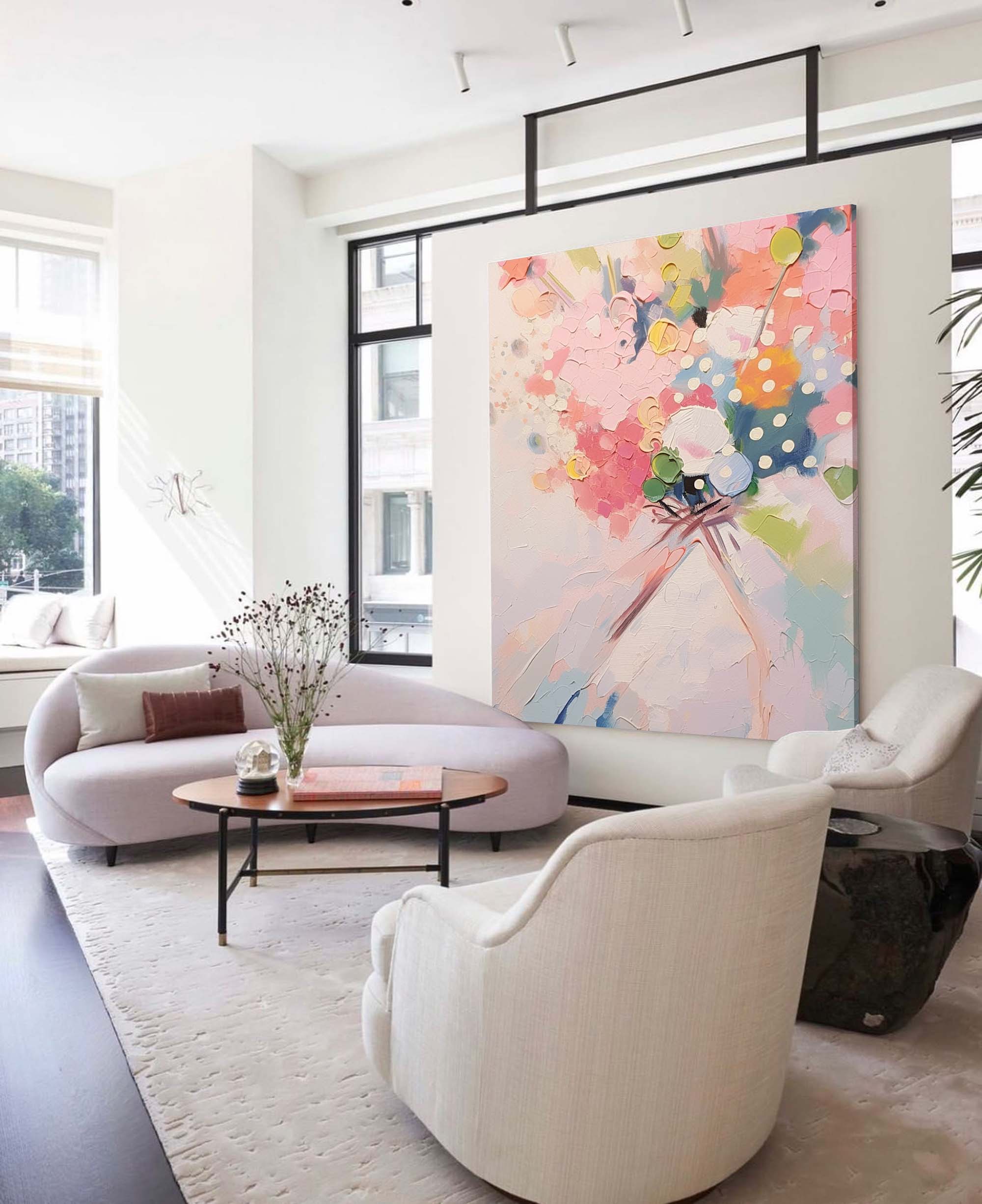 Wallart Delicate Pastel Floral Bouquet