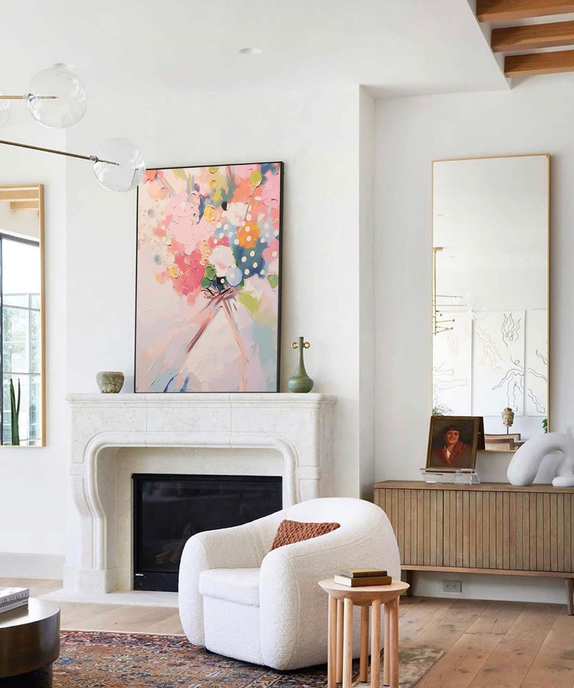 Wallart Delicate Pastel Floral Bouquet