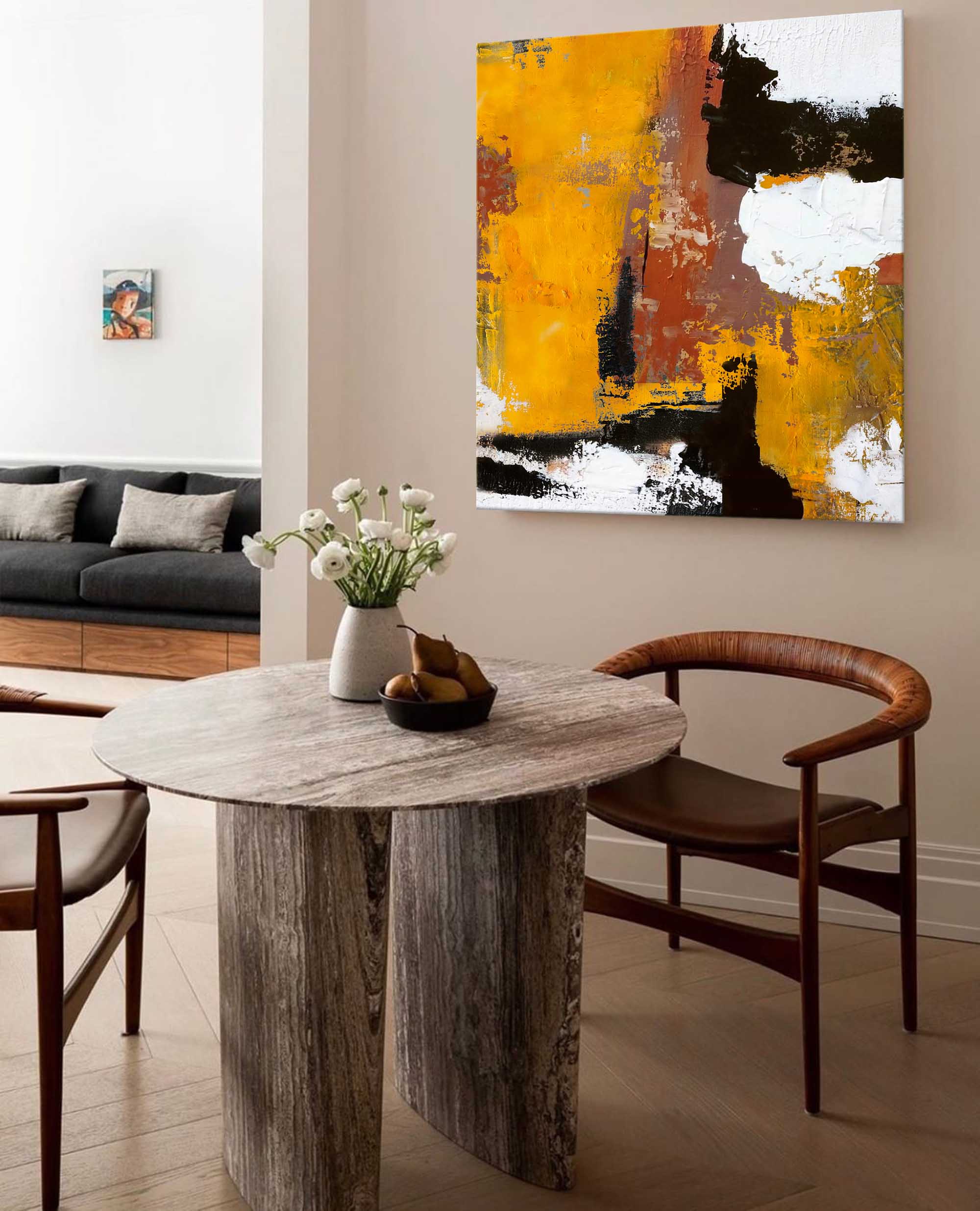 Wallart Textured Amber Abstract Wall Art