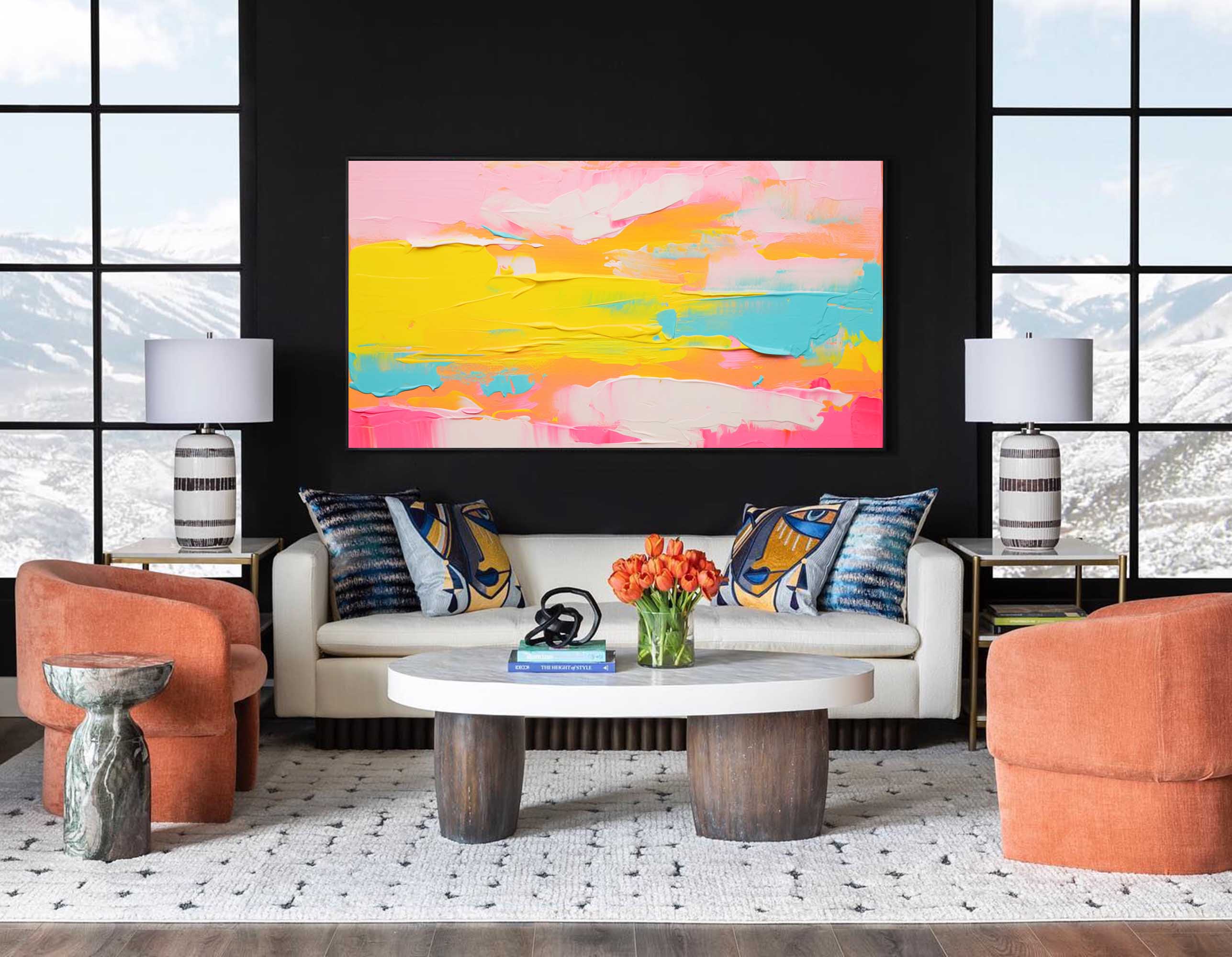 Wallart Golden Horizon Abstract Canvas