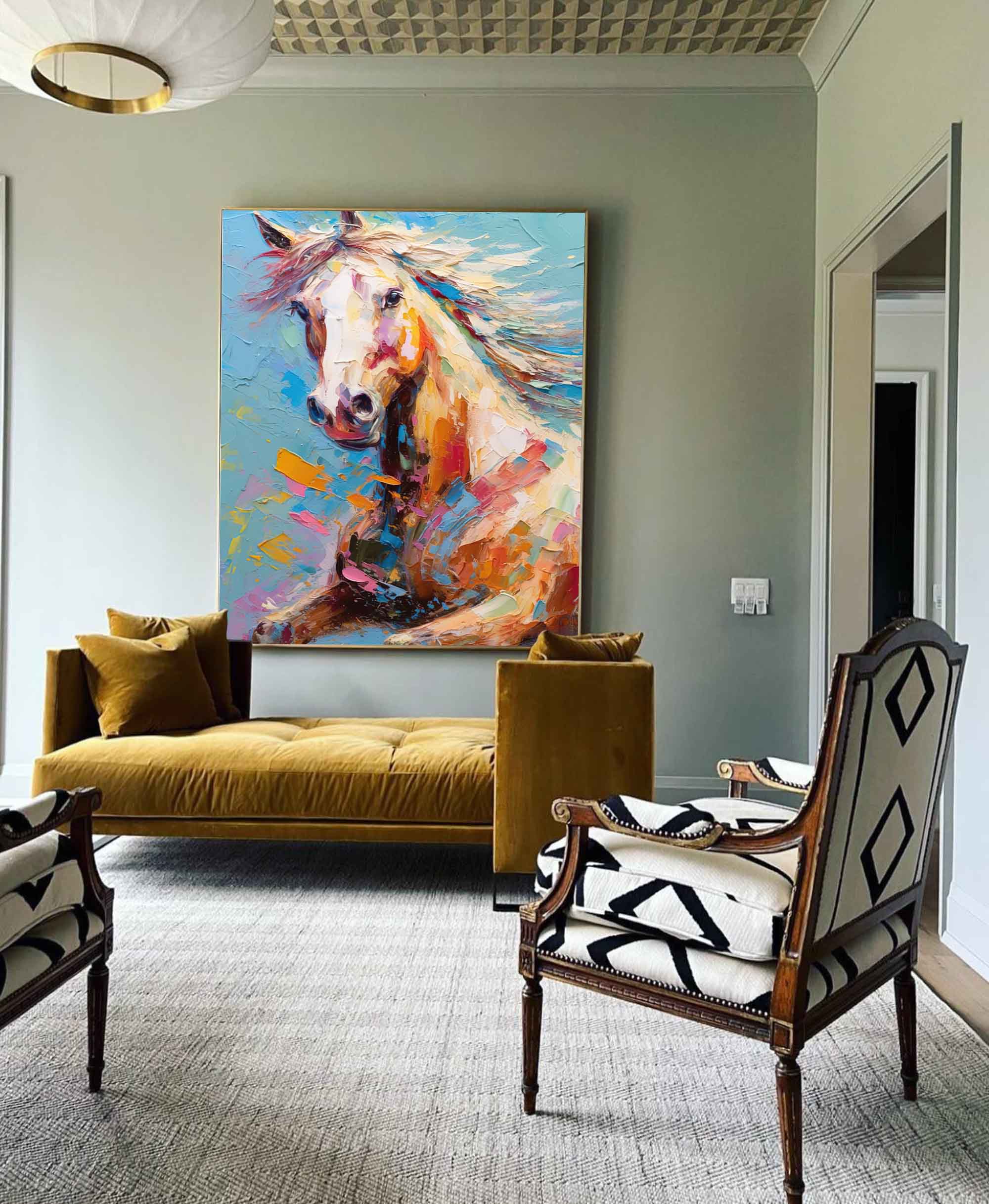 Wallart Dynamic Horse in Colorful Motion