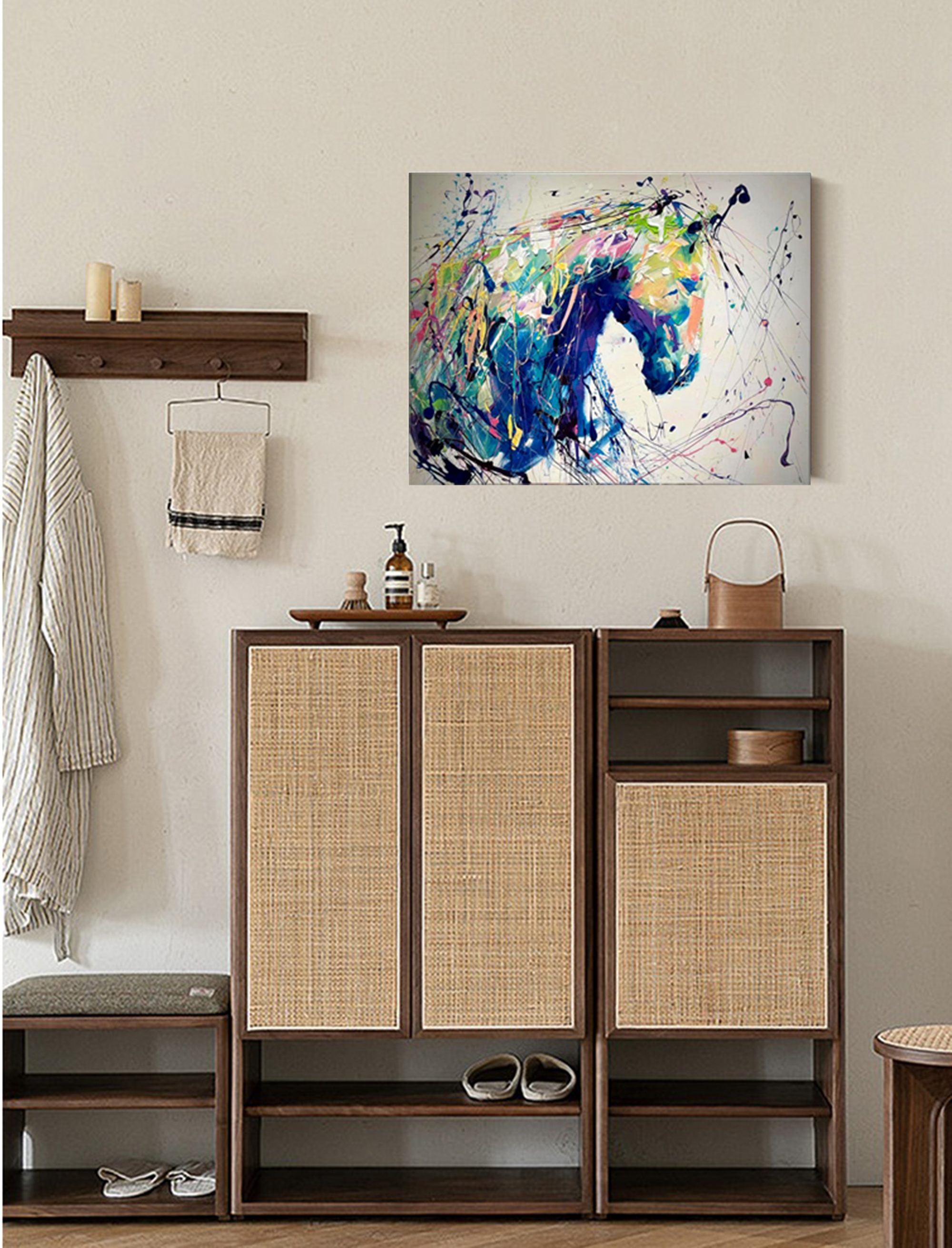 Wallart Wild Spirit: Abstract Horse in Motion