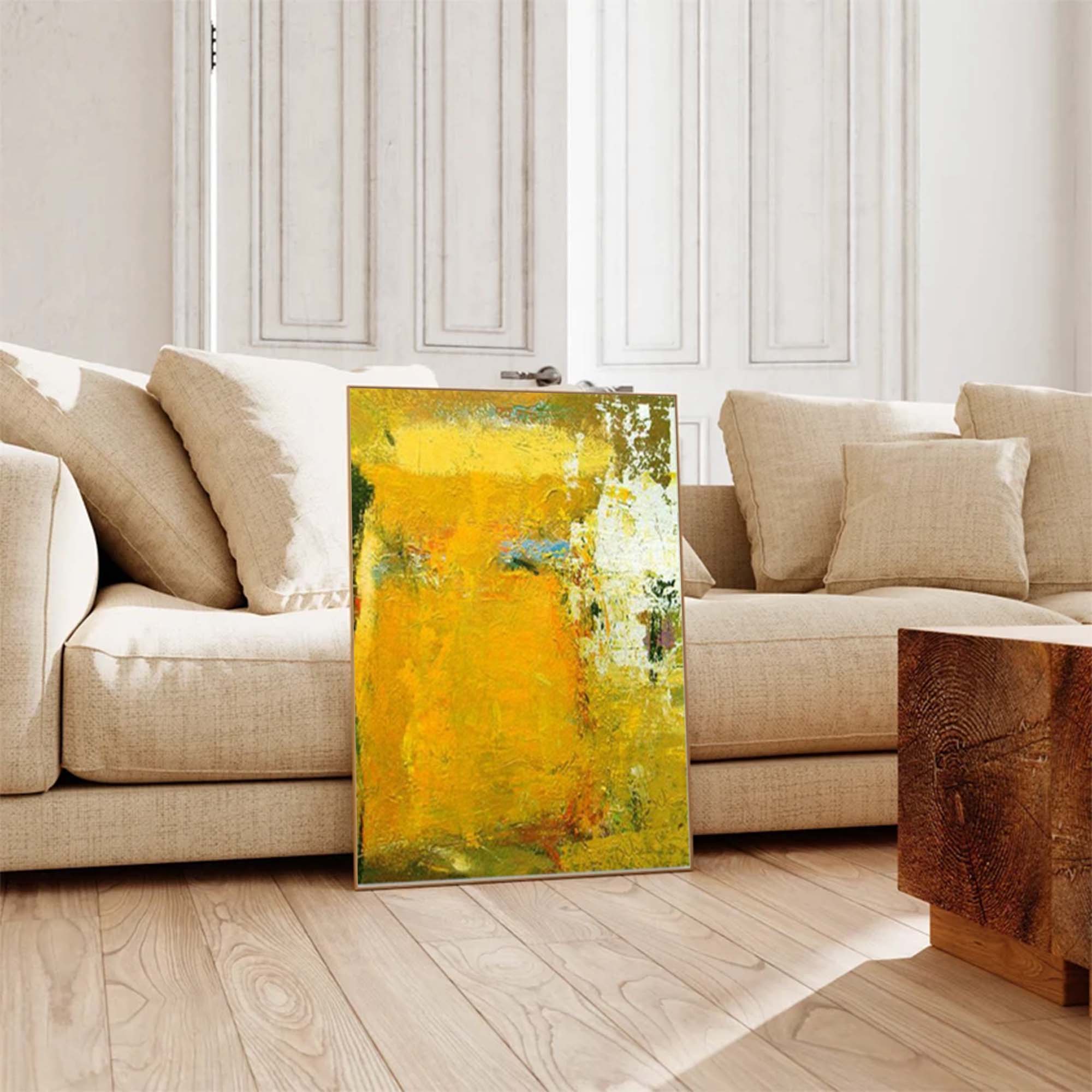 Wallart Golden Abstract Textured Canvas