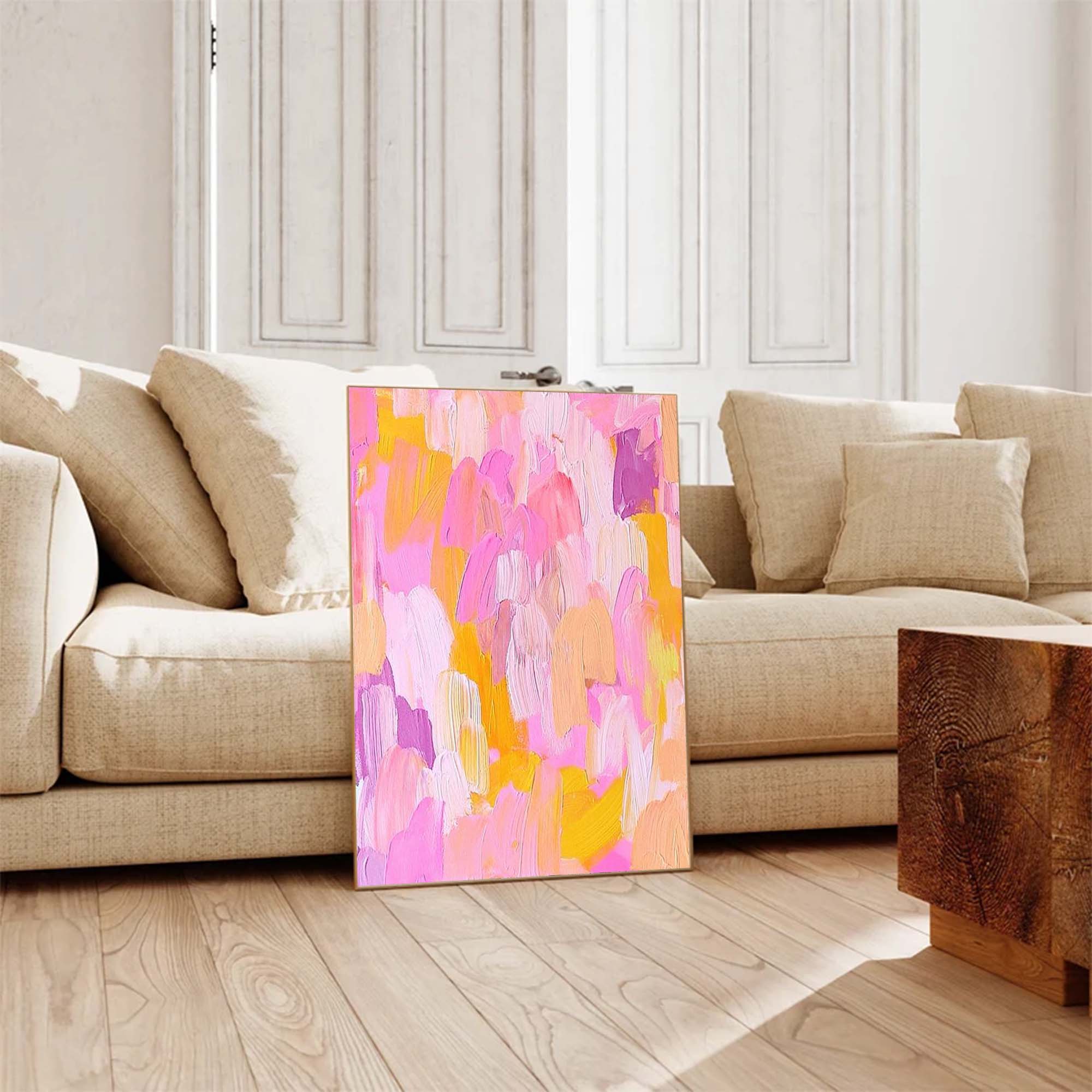 Wallart Blush Harmony Textured Abstract Art