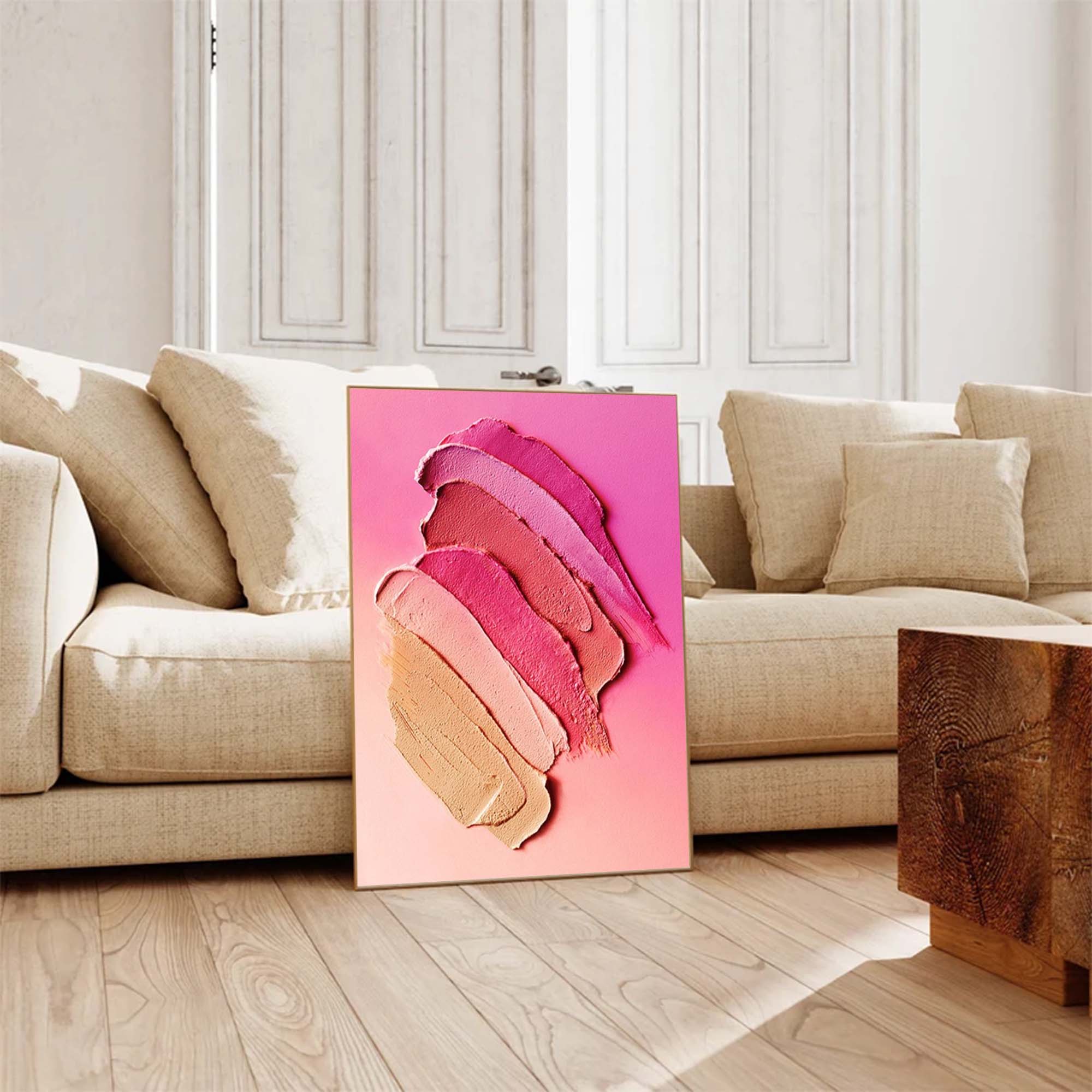 Wallart Textured Pink Gradient Canvas Art