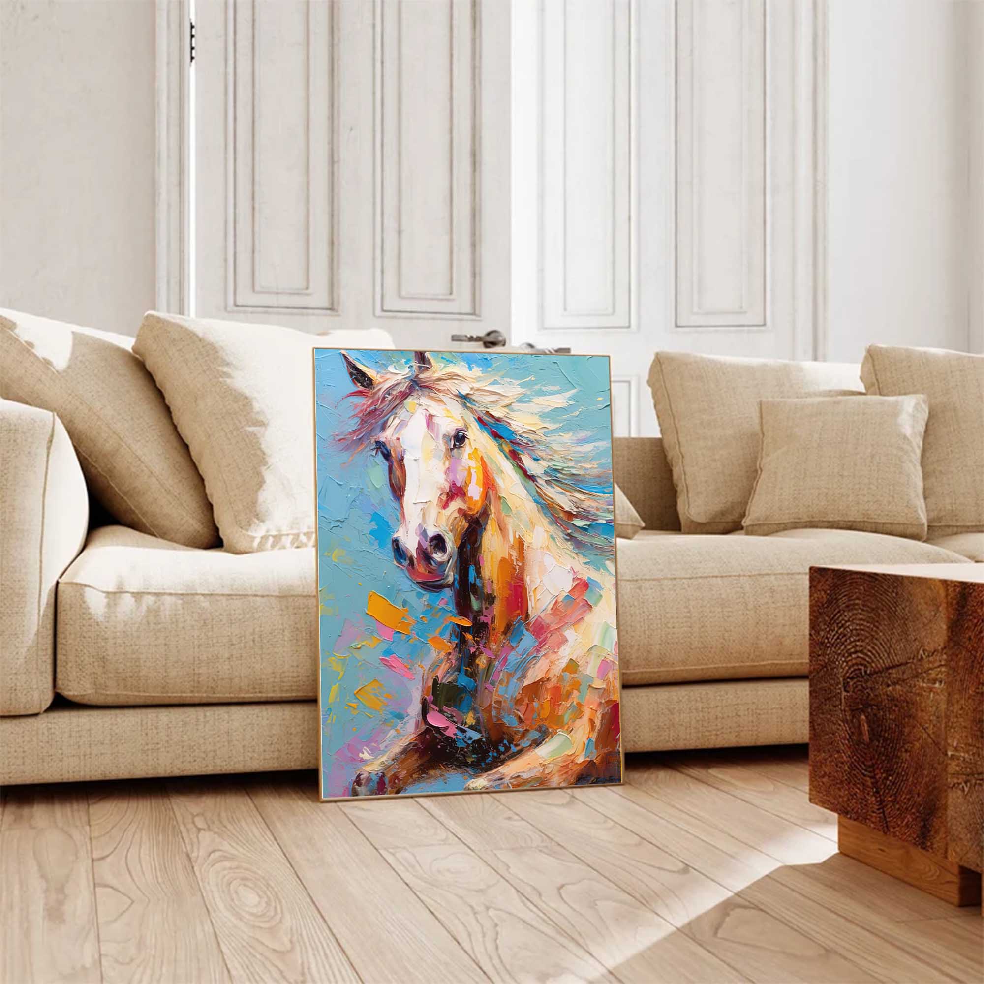 Wallart Dynamic Horse in Colorful Motion