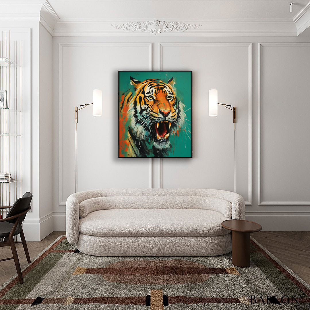Wallart Fierce Tiger Roar in Bold Colors
