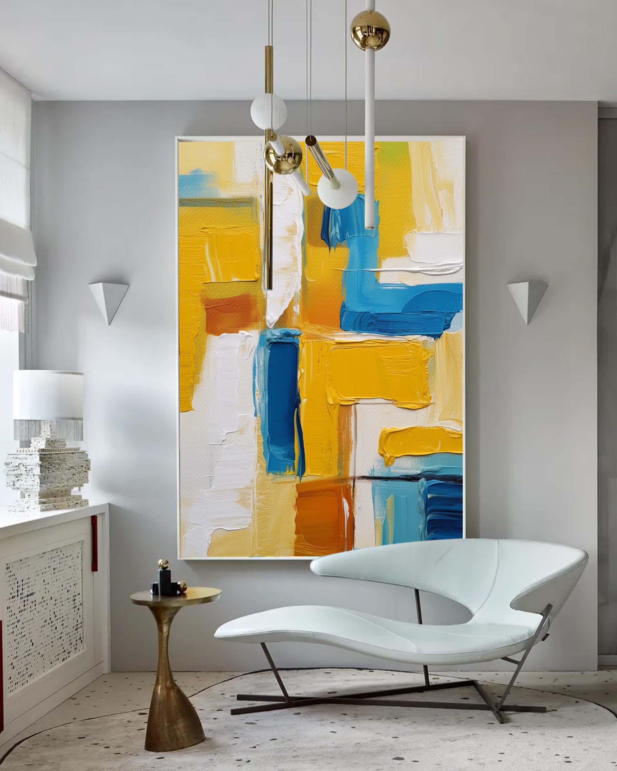 Wallart Sunlit Geometry in Blue and Gold