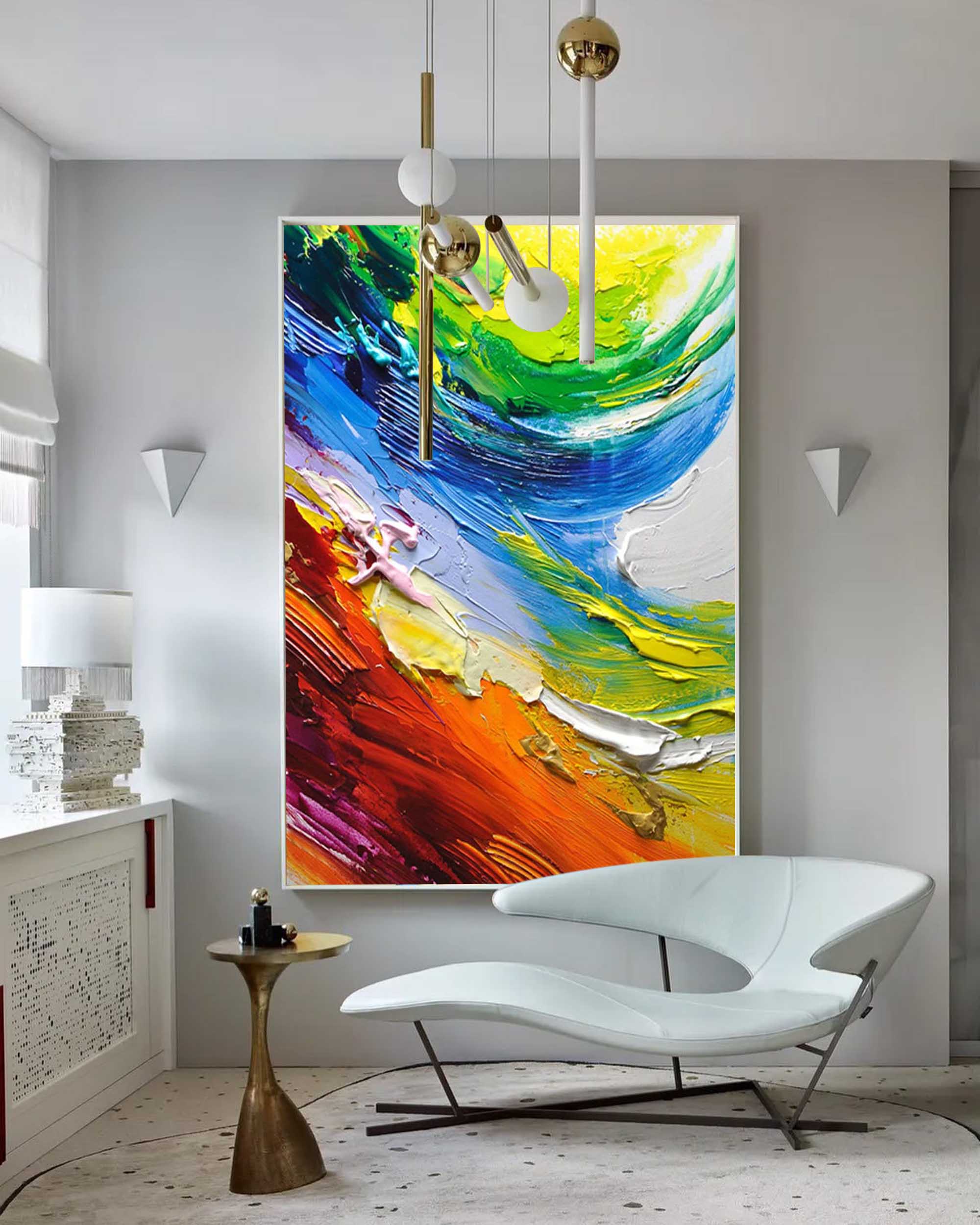 Wallart Dynamic Waves of Color Abstract Palette Knife Art