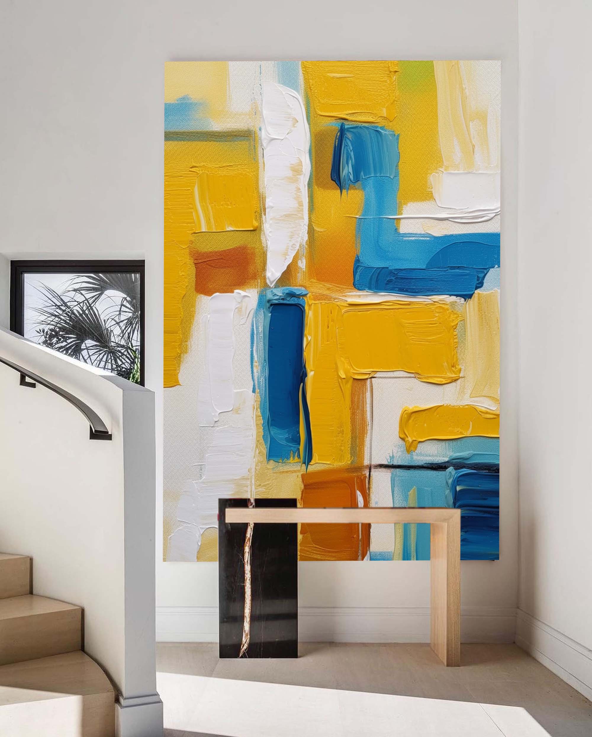 Wallart Sunlit Geometry in Blue and Gold