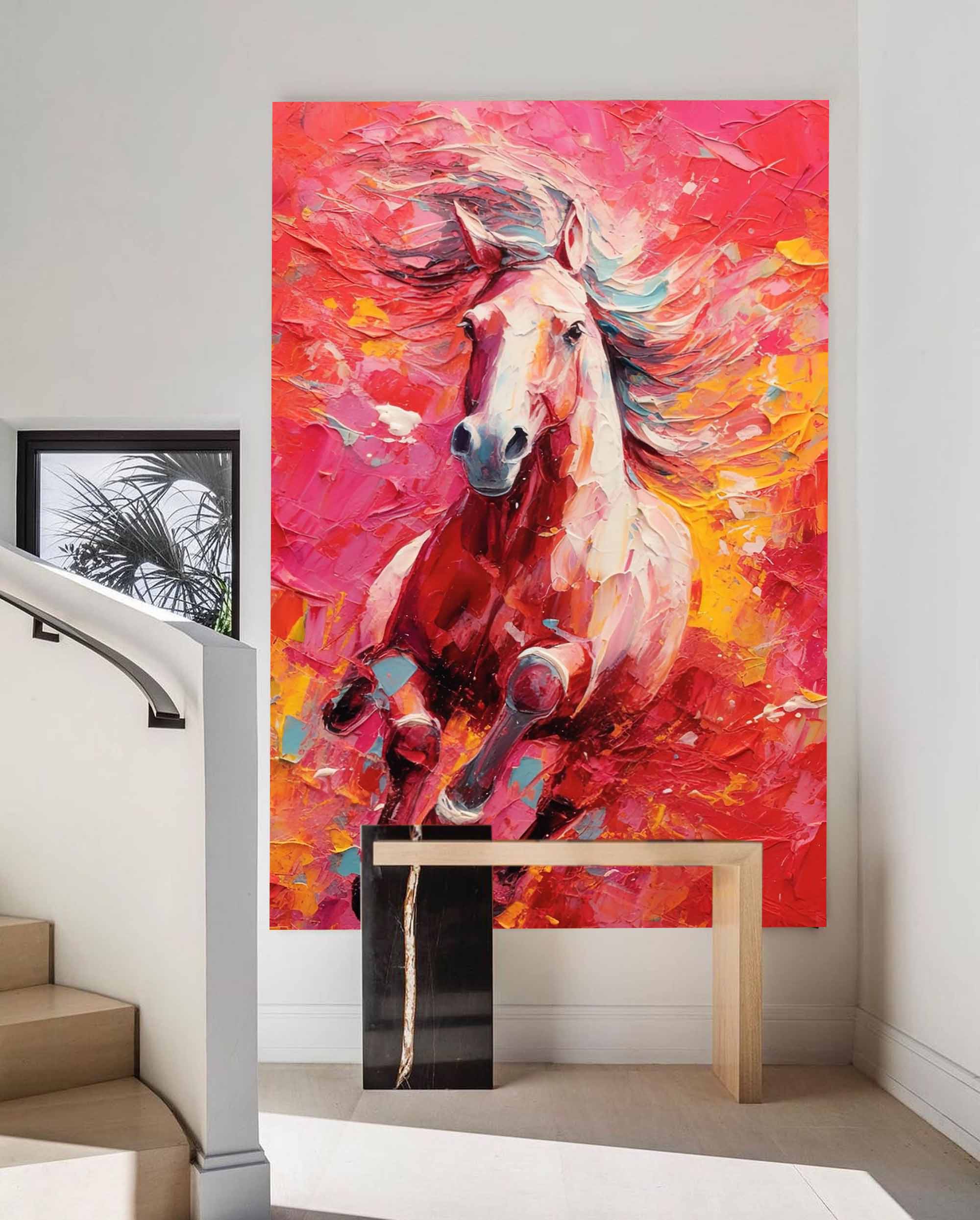 Wallart Galloping Freedom – Vibrant Horse Oil Painting on Canvas