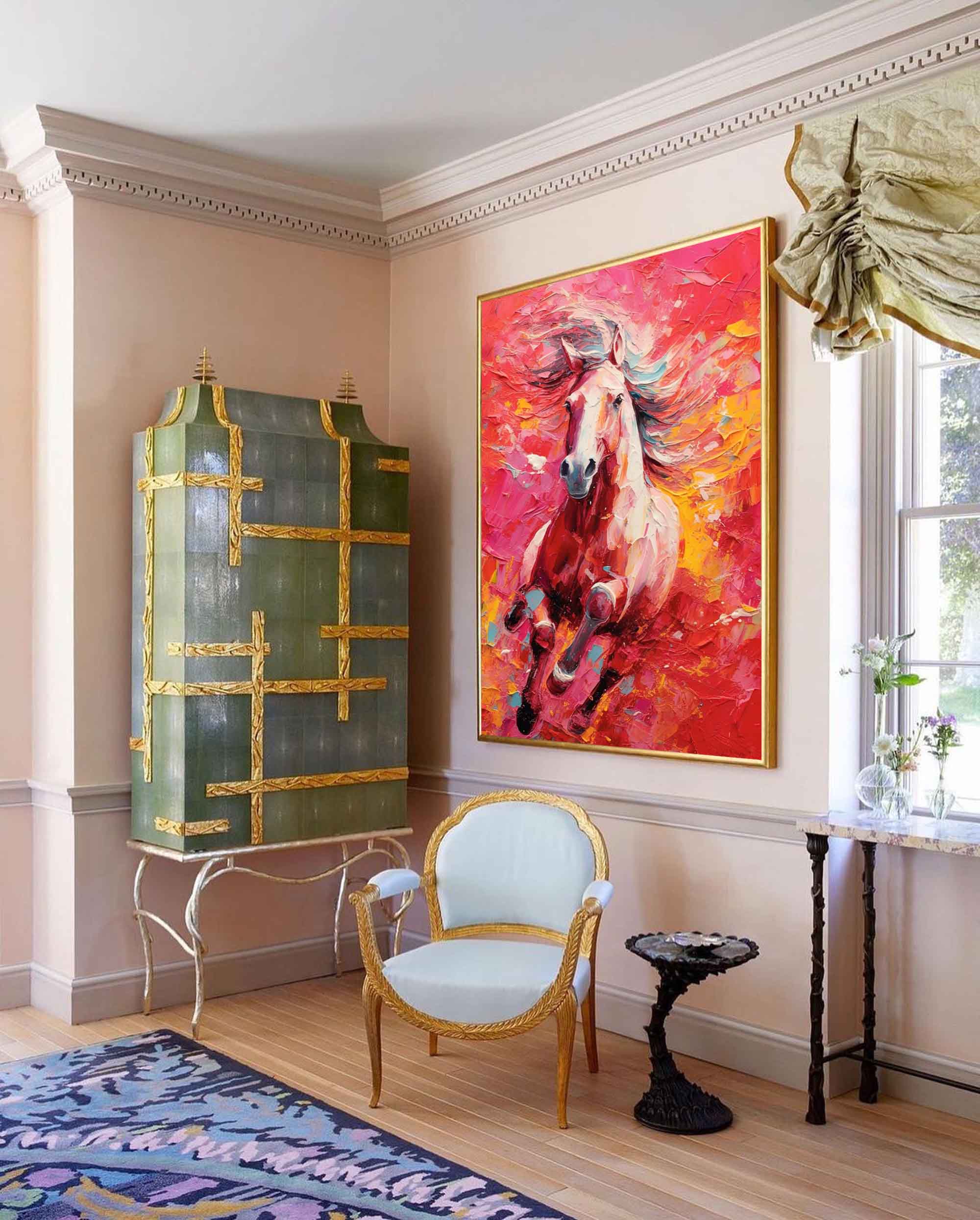 Wallart Galloping Freedom – Vibrant Horse Oil Painting on Canvas