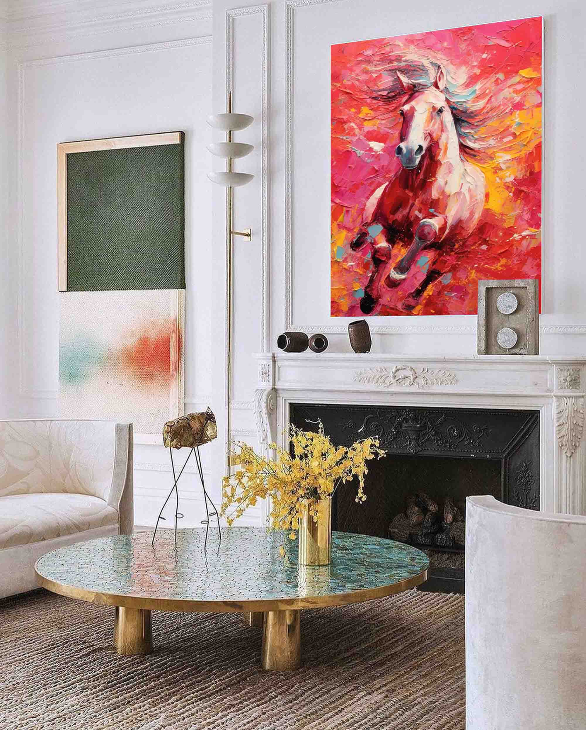 Wallart Galloping Freedom – Vibrant Horse Oil Painting on Canvas