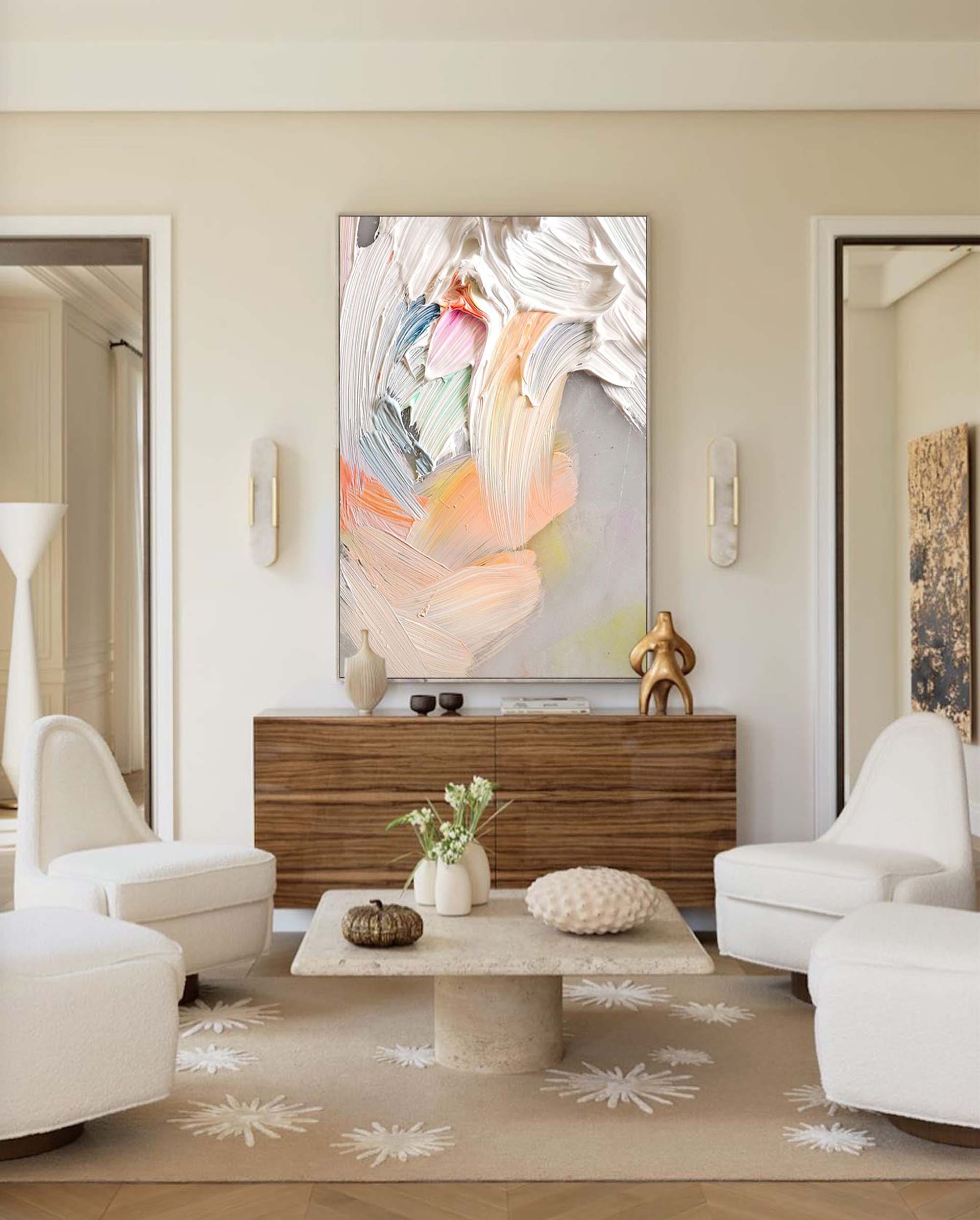 Wallart Textured Pastel Palette Knife Abstract Art