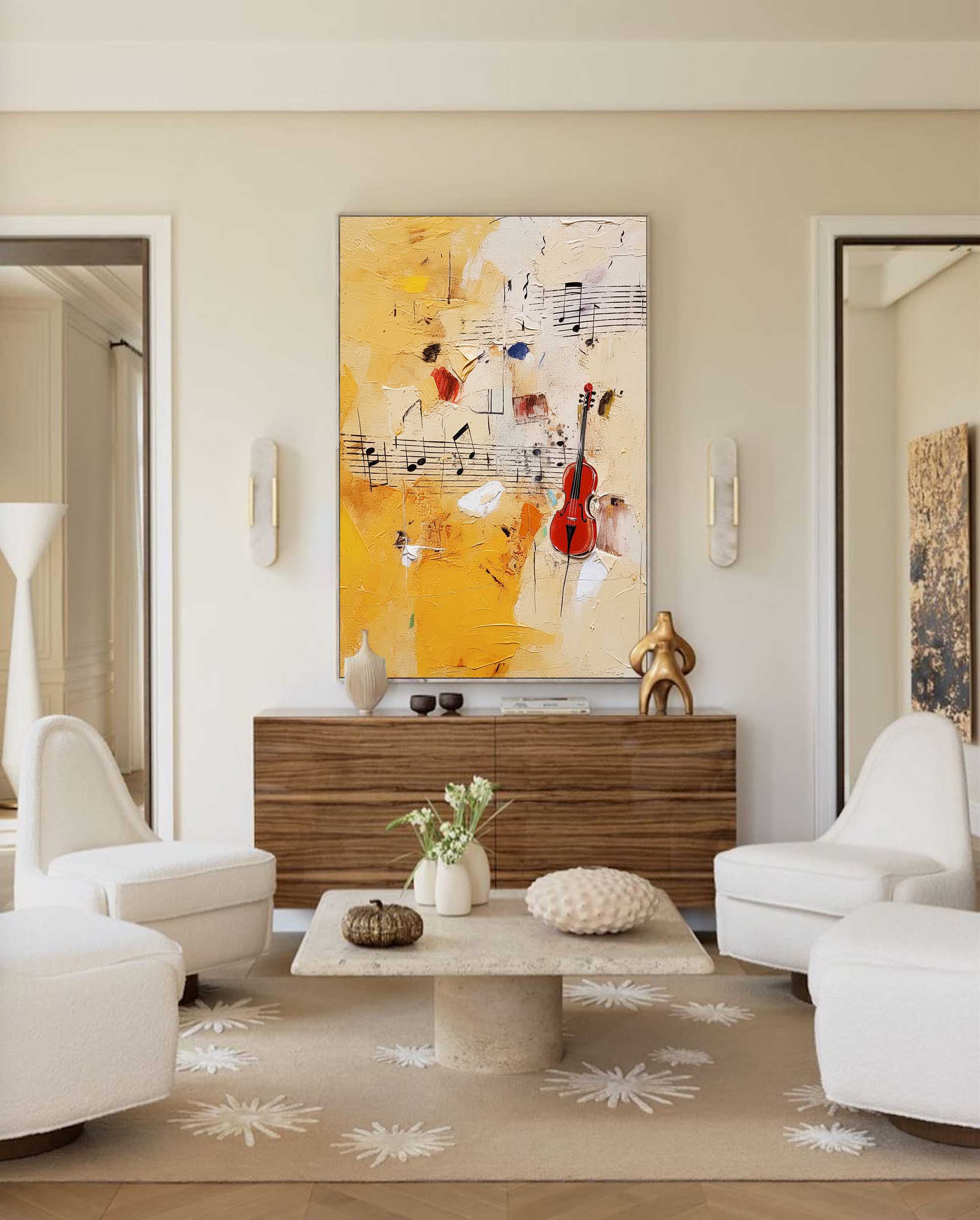 Wallart Violin Melody Abstract Canvas Art
