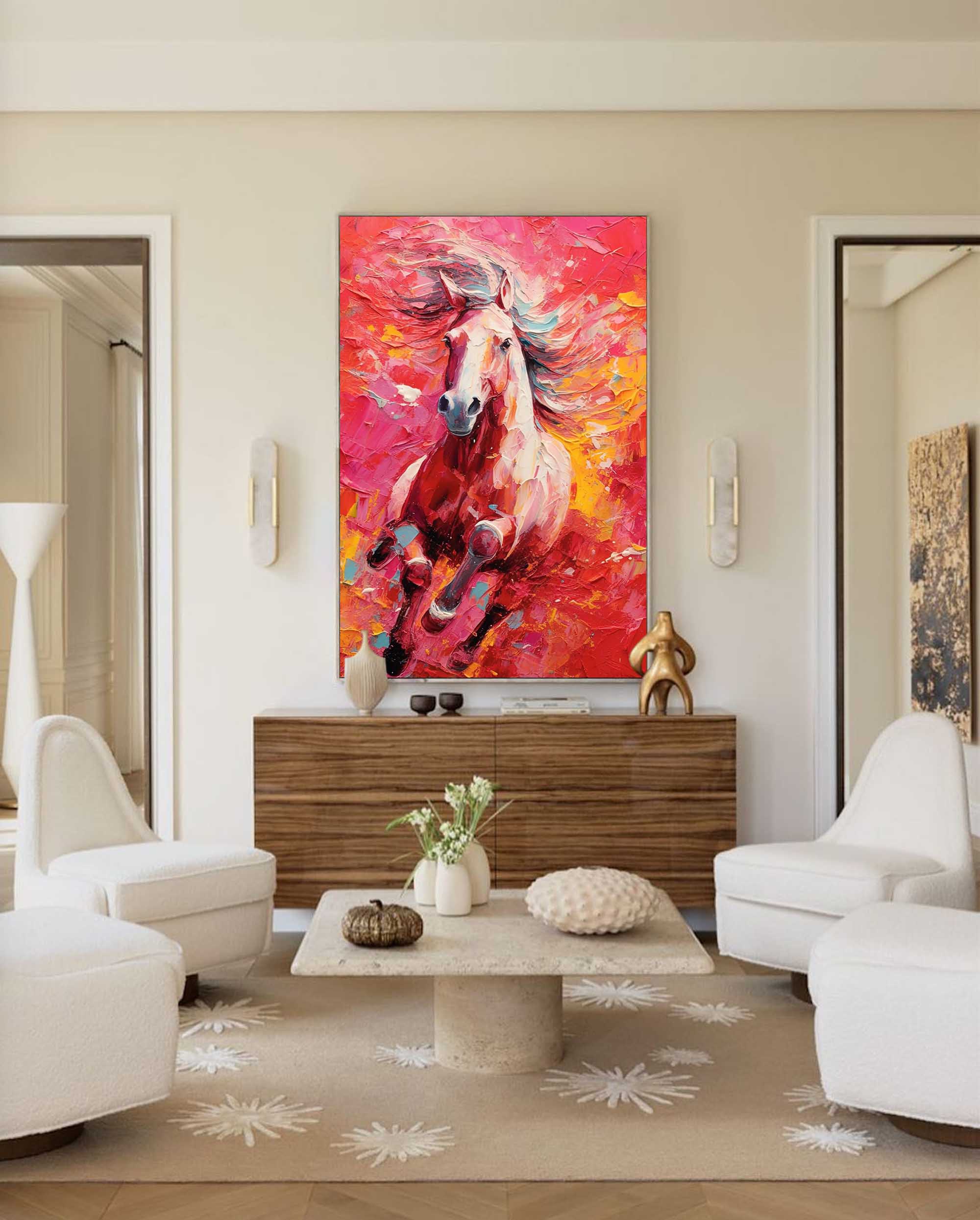 Wallart Galloping Freedom – Vibrant Horse Oil Painting on Canvas
