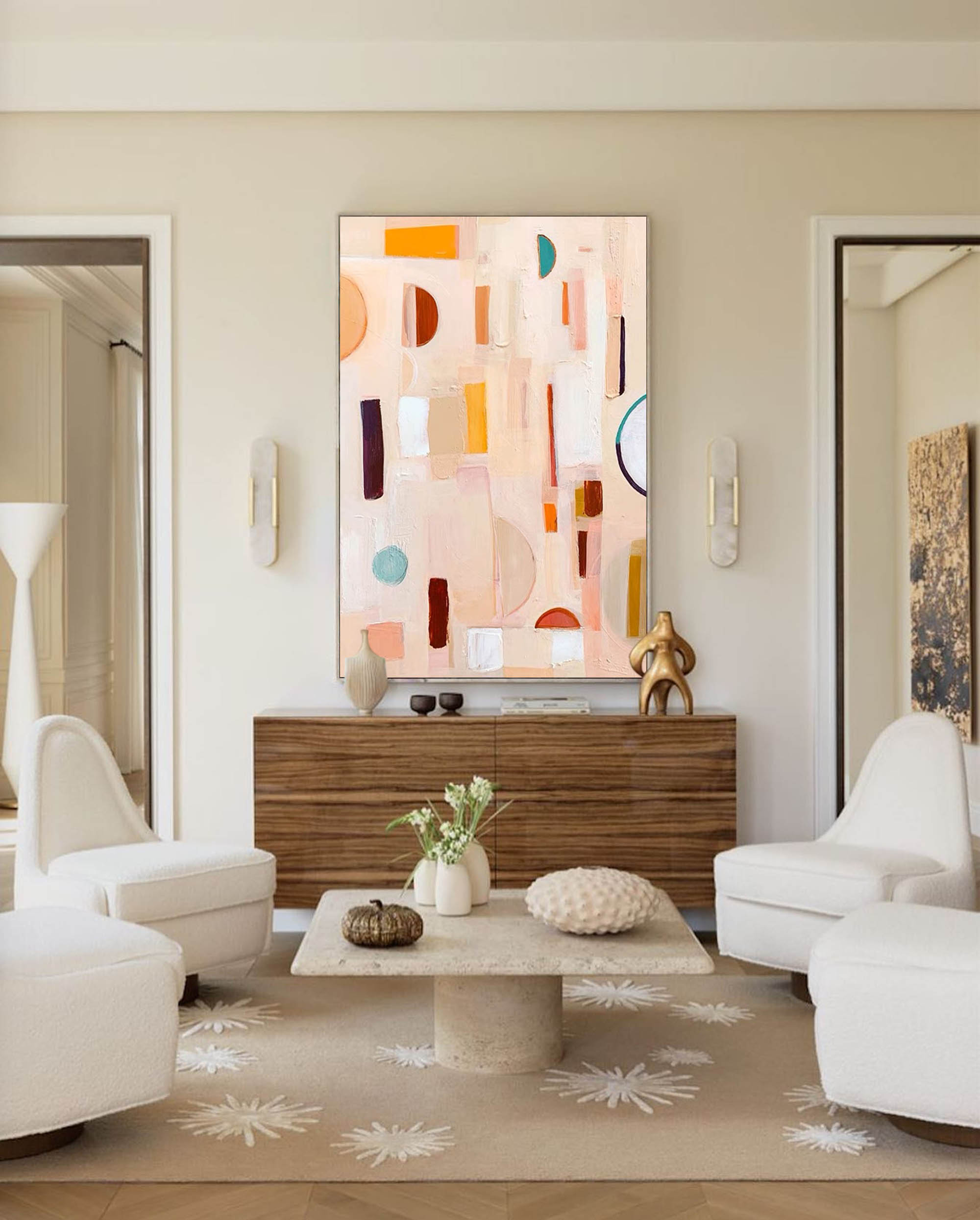 Wallart Pastel Geometry: Subtle Shapes in Motion