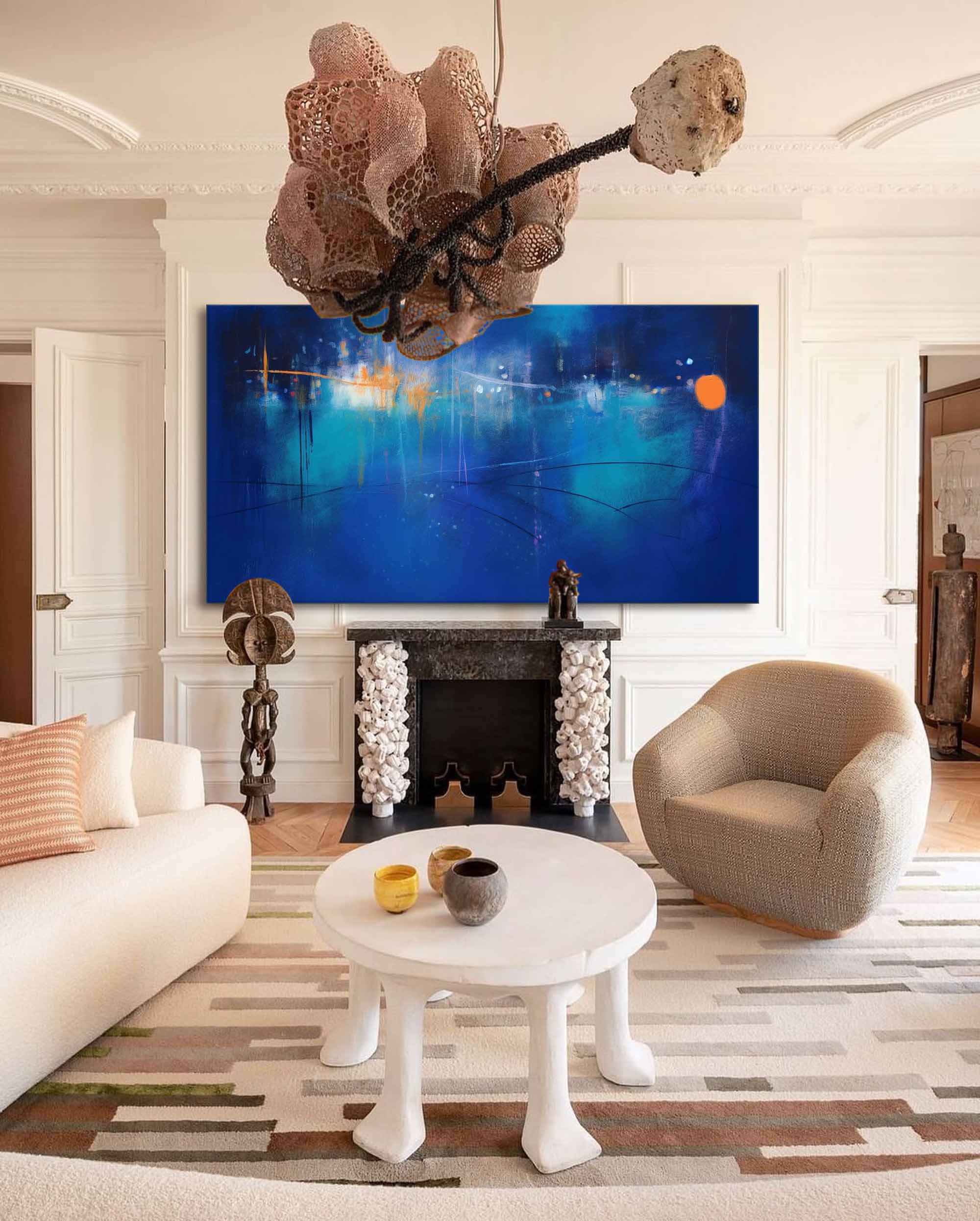 Wallart Vivid Blue Abstract Nightscape