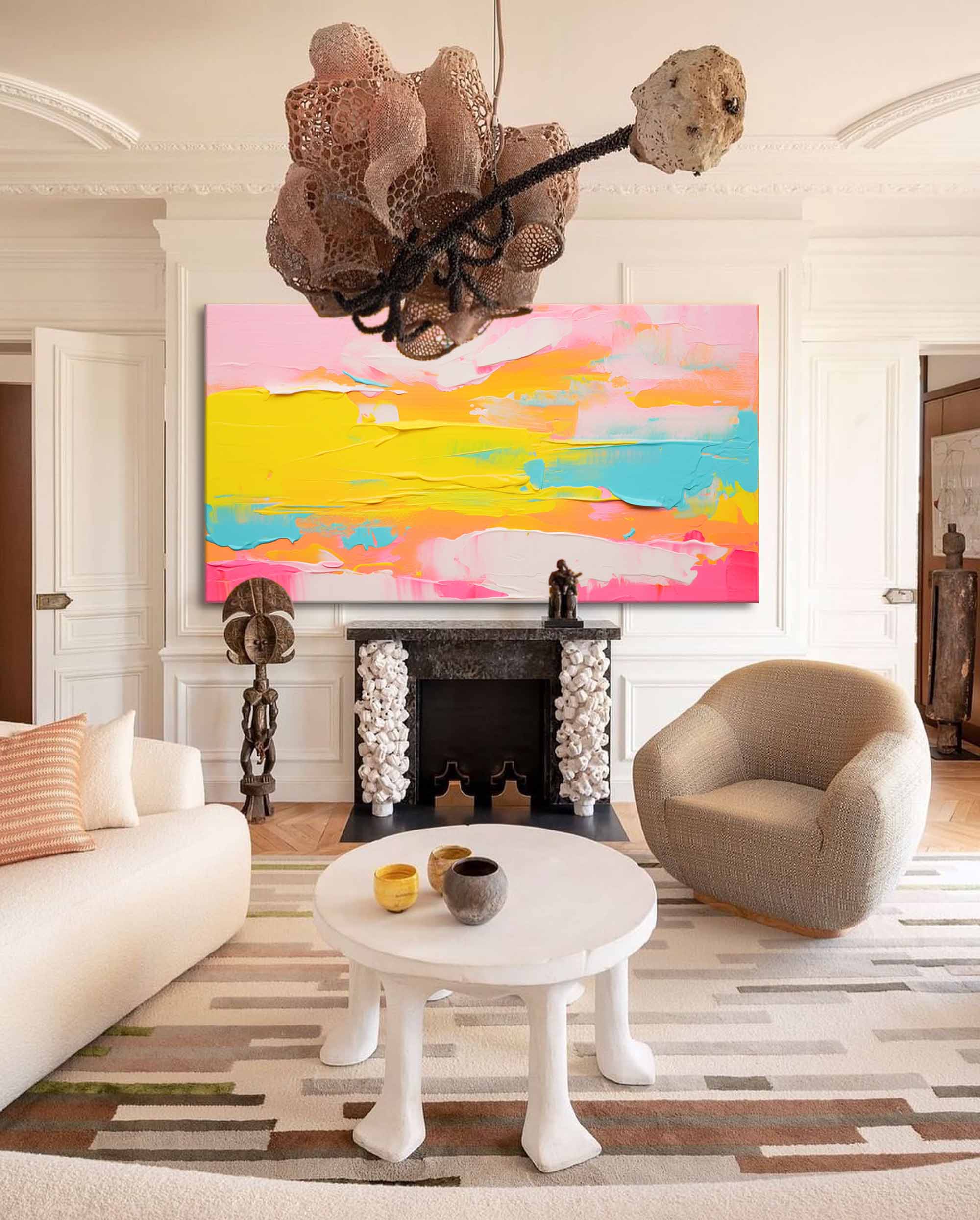 Wallart Golden Horizon Abstract Canvas