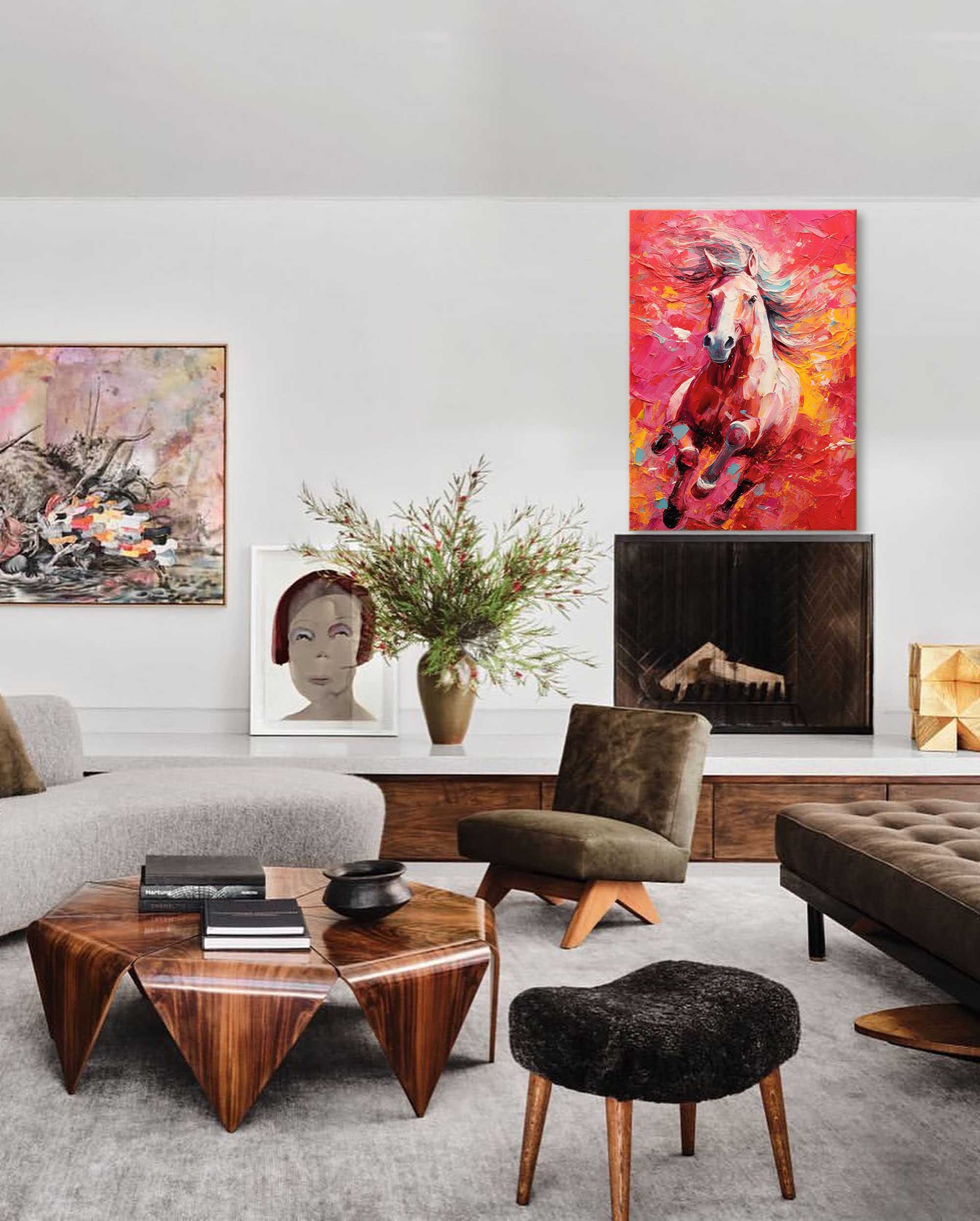 Wallart Galloping Freedom – Vibrant Horse Oil Painting on Canvas