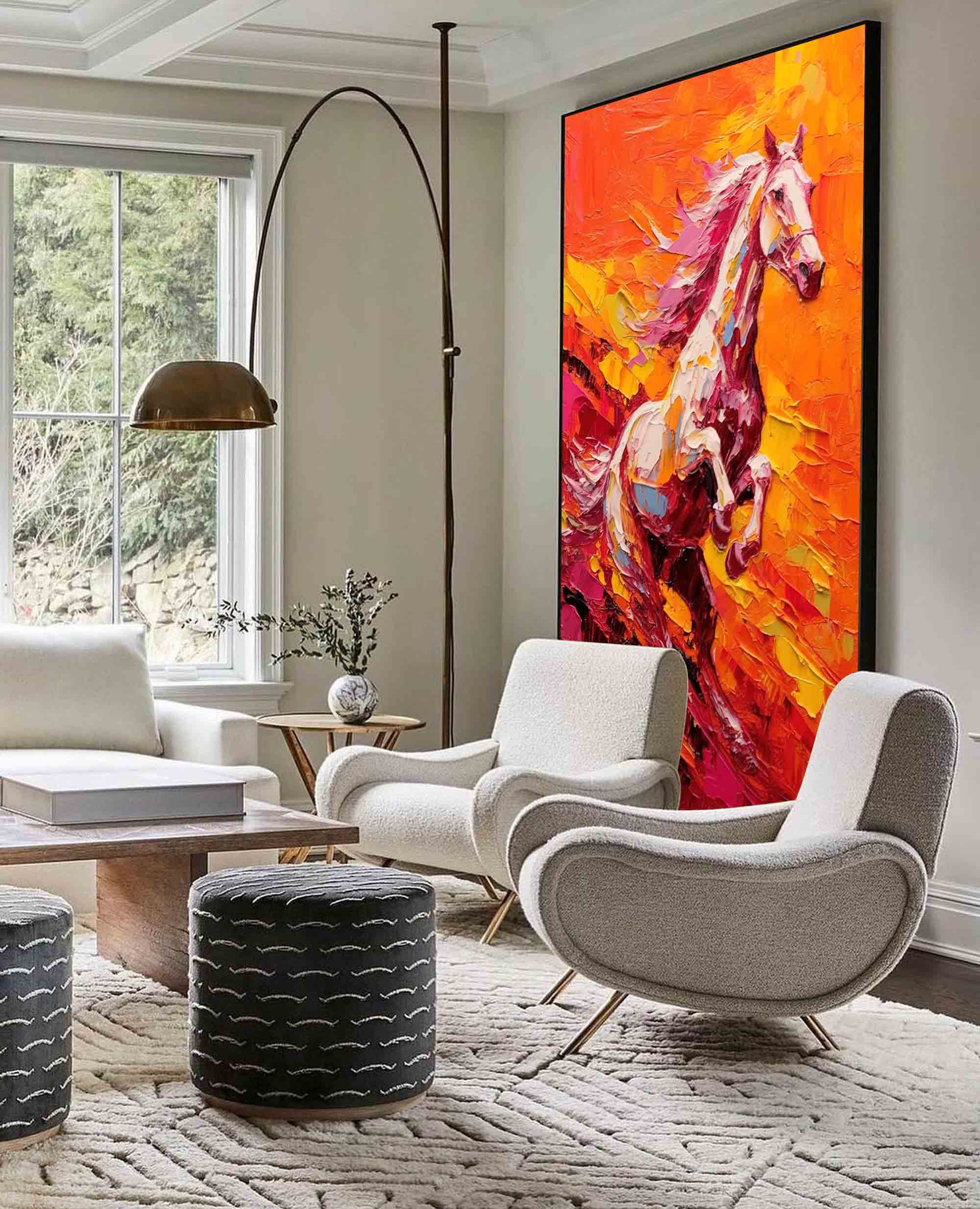 Wallart Fiery Gallop – Dynamic Horse Oil Painting on Canvas