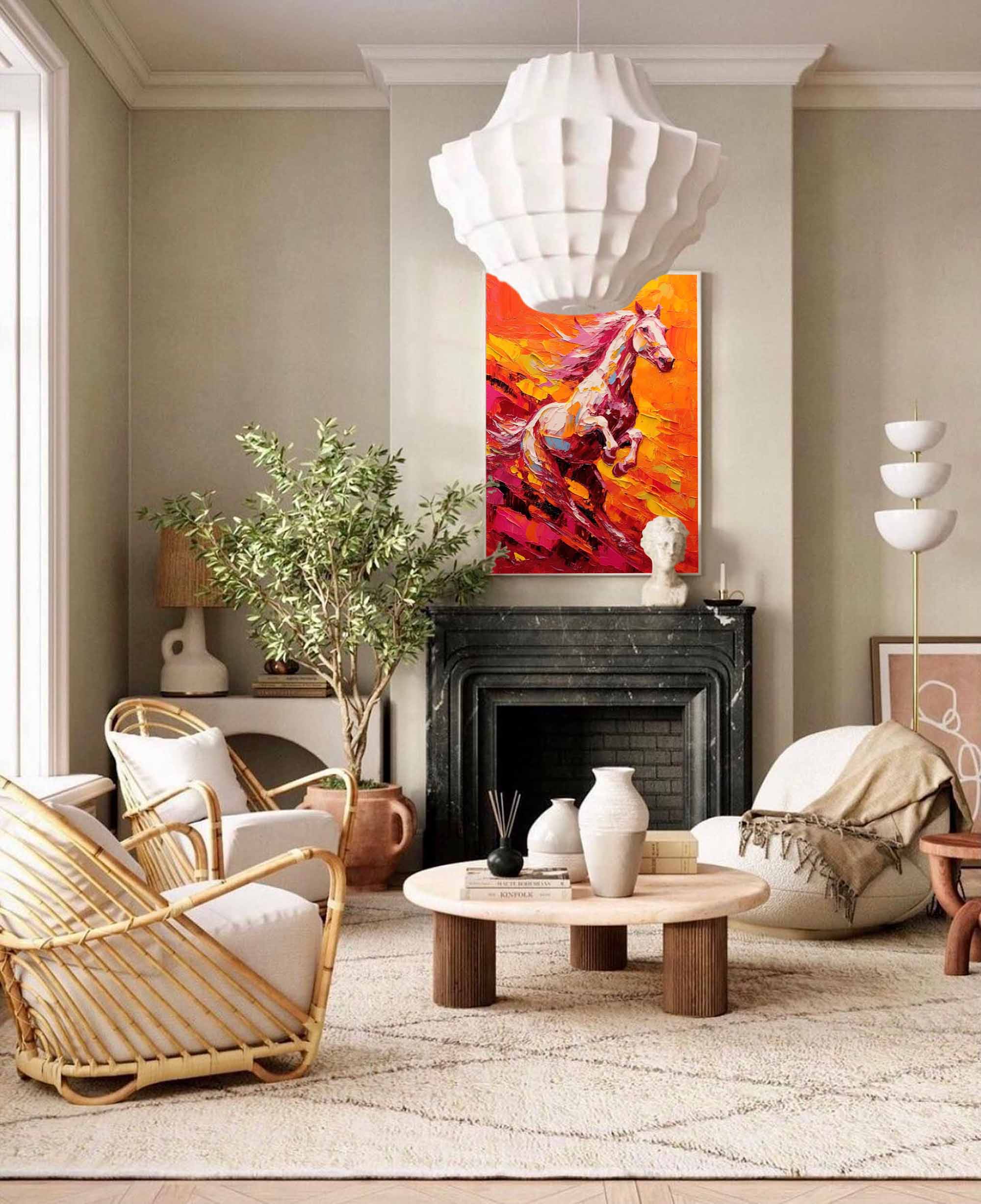 Wallart Fiery Gallop – Dynamic Horse Oil Painting on Canvas