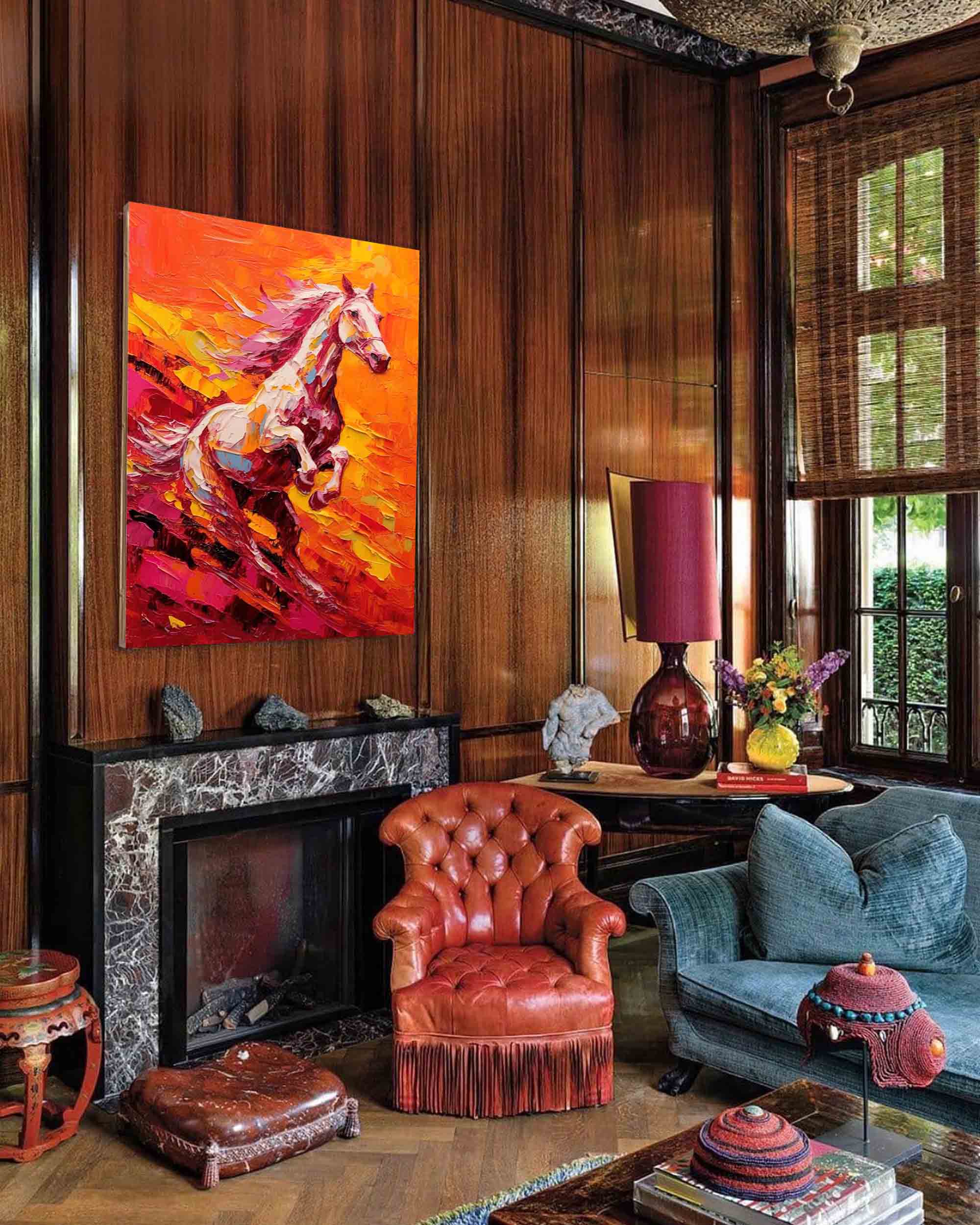 Wallart Fiery Gallop – Dynamic Horse Oil Painting on Canvas