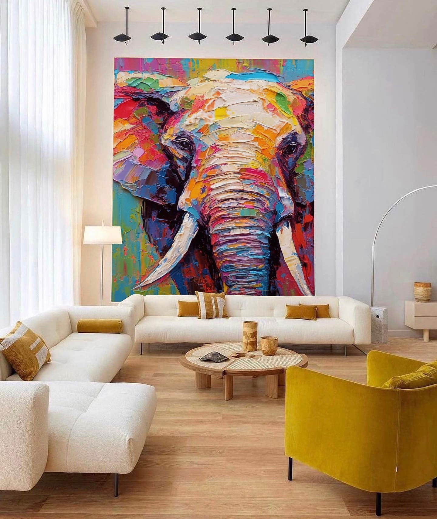 Wallart Vivid Elephant in Bold Textures