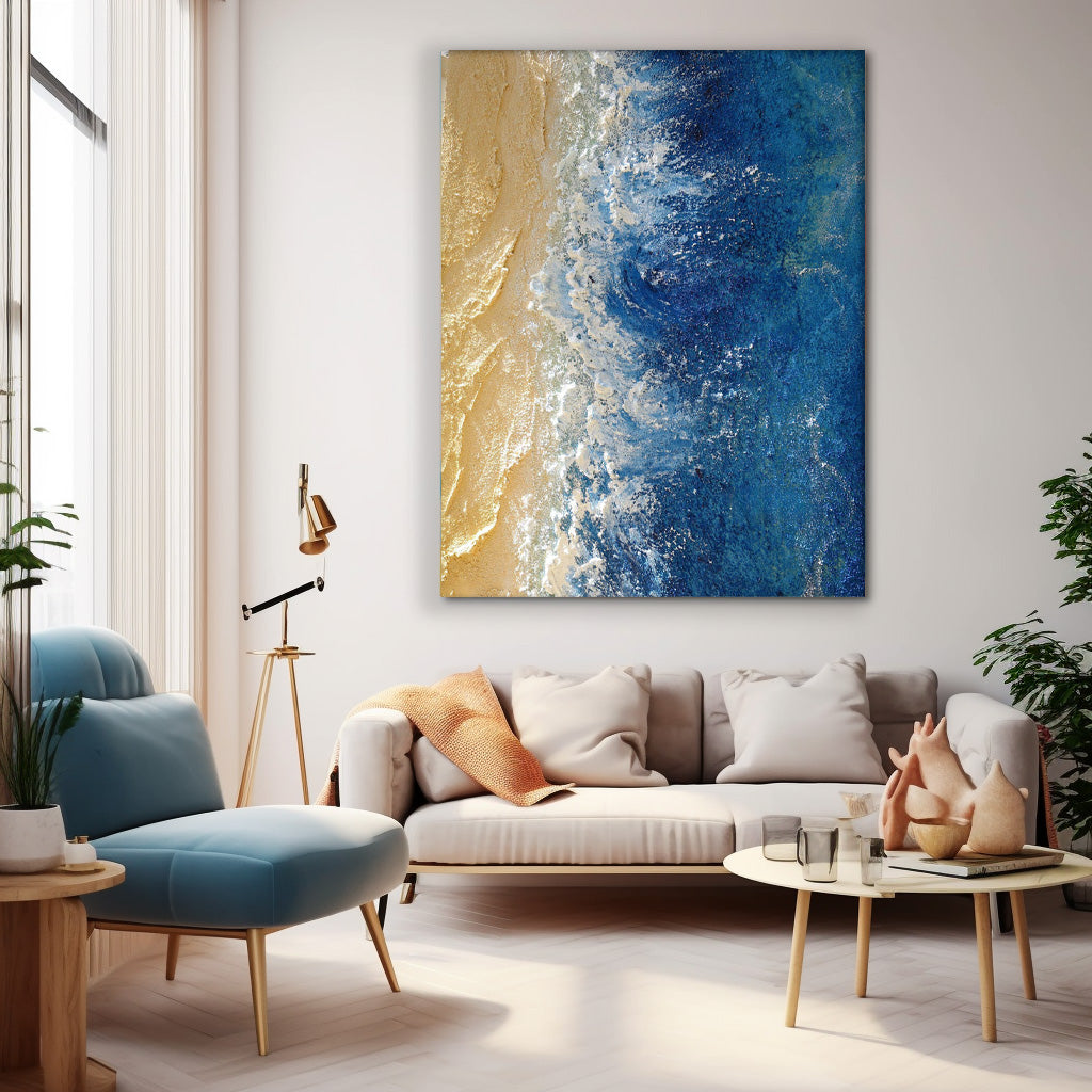 Wallart Abstract Diptych in Teal and Gold