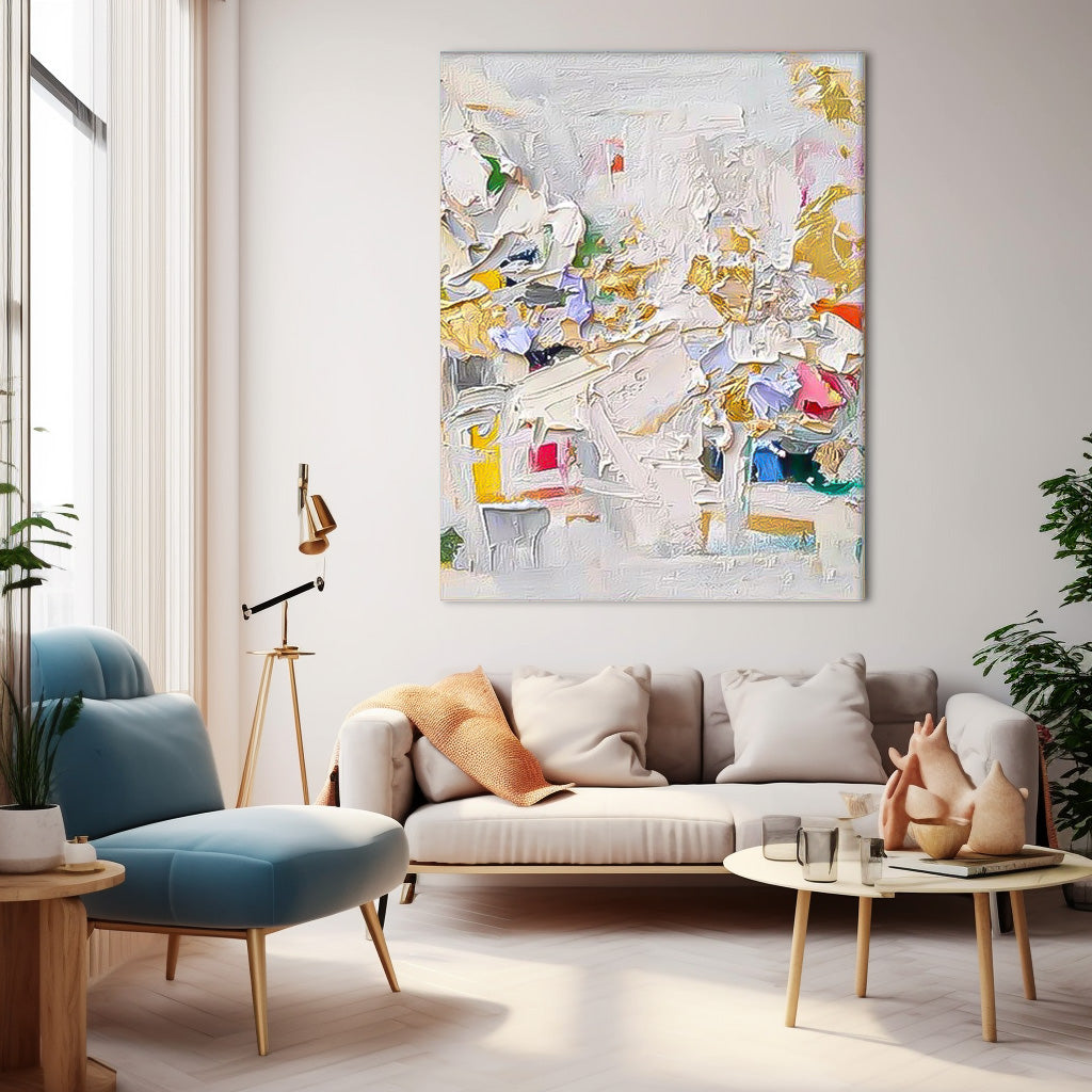 Wallart Elegant Textured Floral Abstract Canvas Art