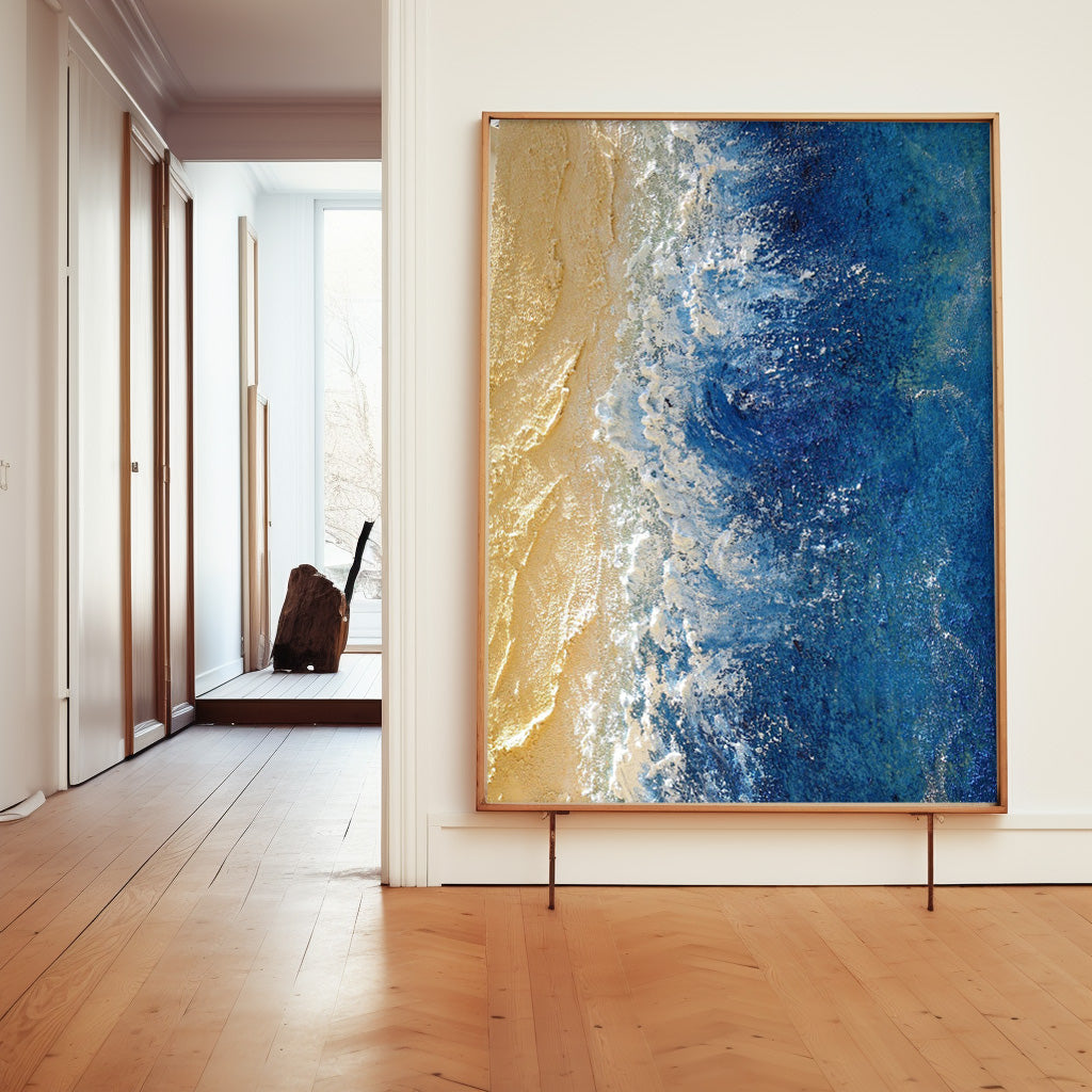 Wallart Abstract Diptych in Teal and Gold