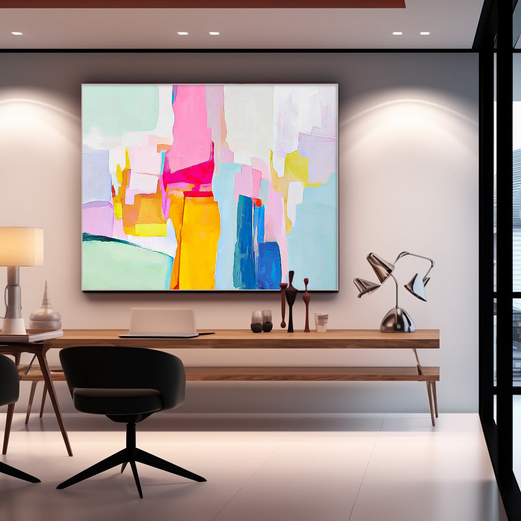 Wallart Vibrant Abstract Geometry Art Canvas