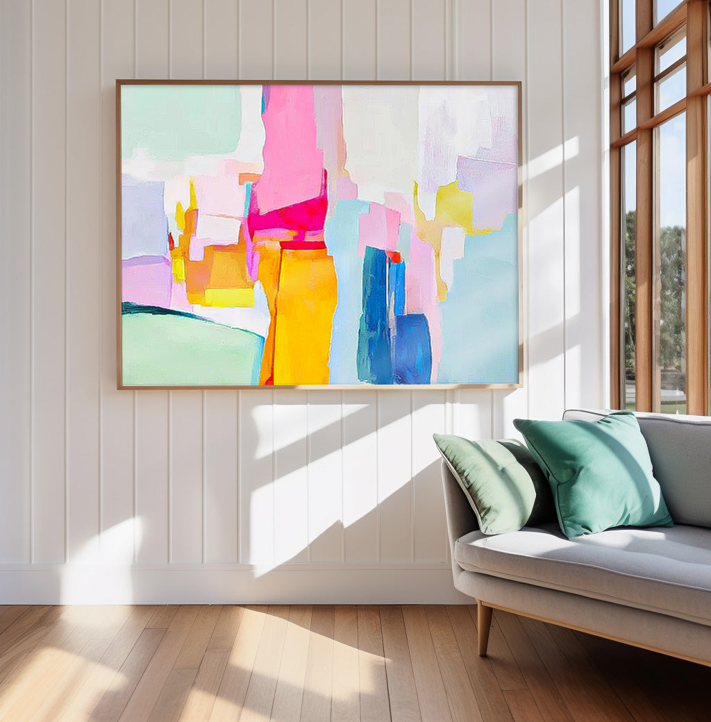 Wallart Vibrant Abstract Geometry Art Canvas