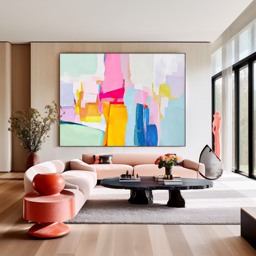 Wallart Vibrant Abstract Geometry Art Canvas
