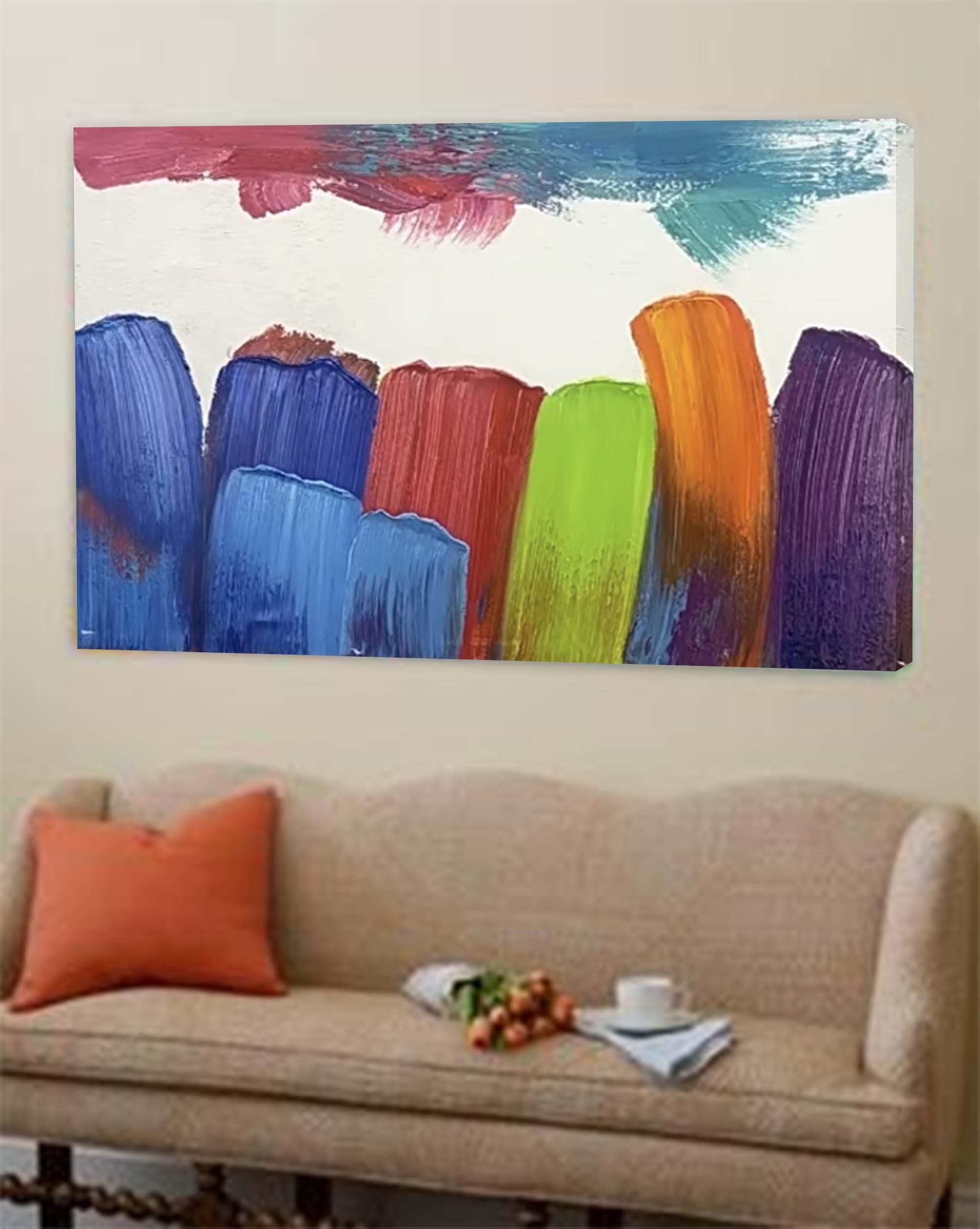Wallart Bold Color Strokes Abstract Canvas Art