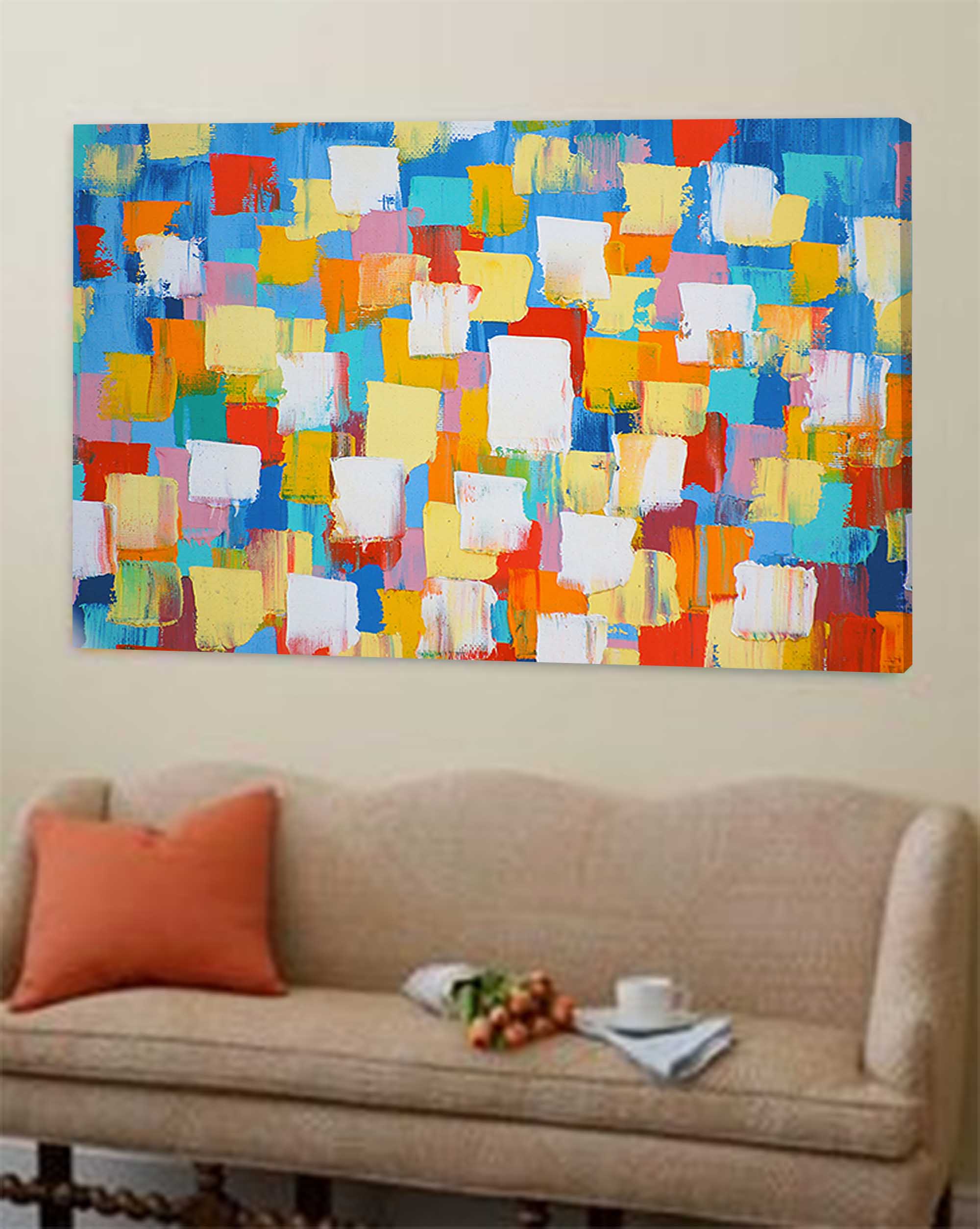Wallart Bold Color Blocks Textured Abstract Art