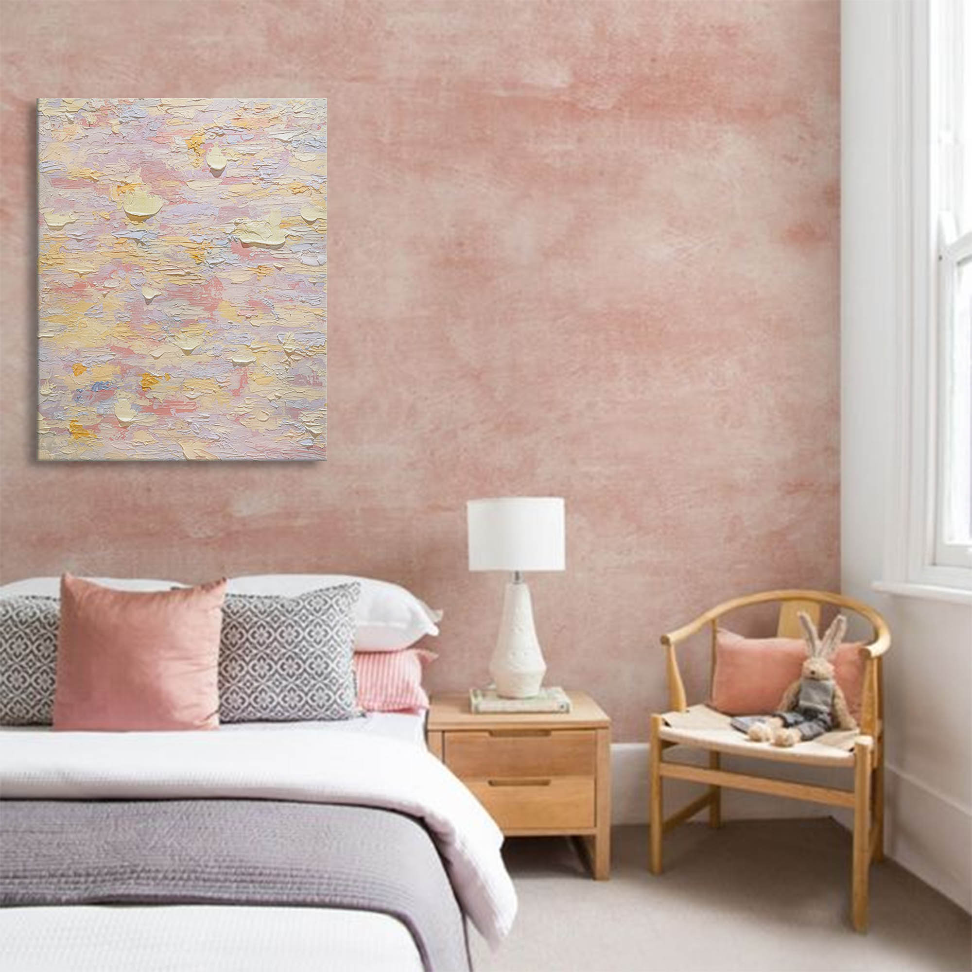 Wallart Pastel Dreams: Textured Serenity Canvas