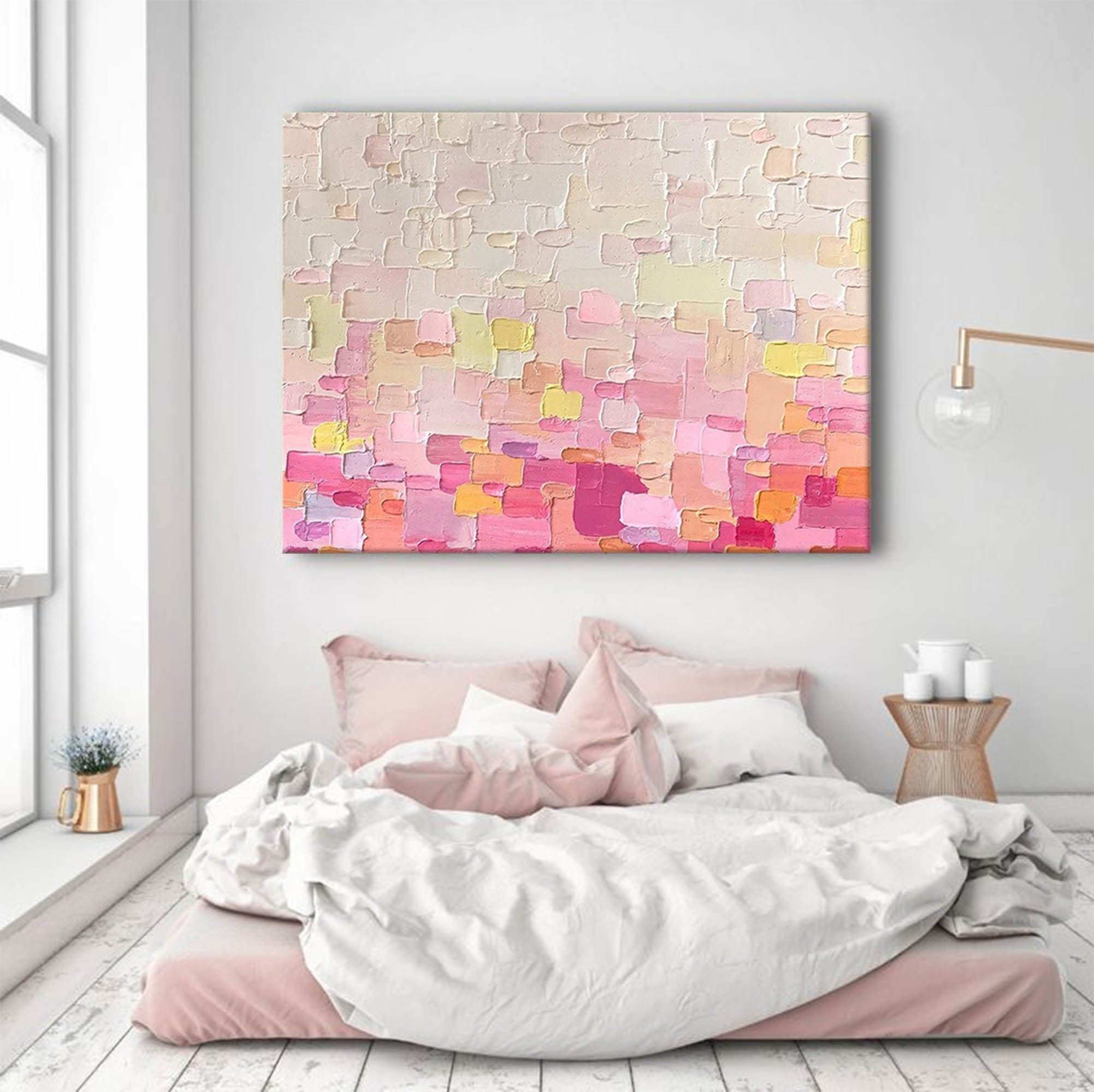 Wallart Soft Pastel Color Block Textured Canvas Art