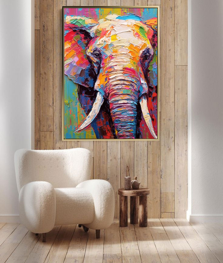 Wallart Vivid Elephant in Bold Textures
