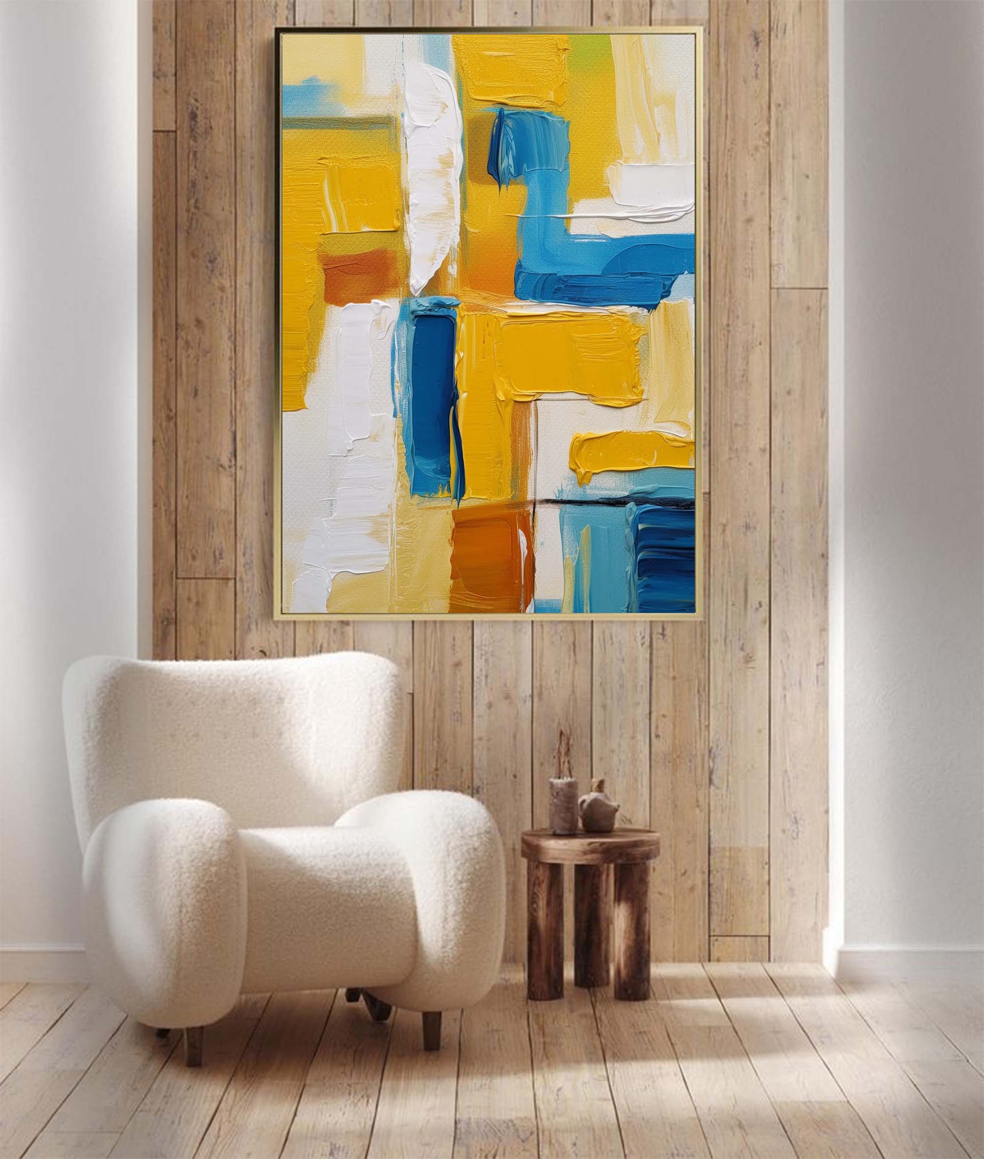 Wallart Sunlit Geometry in Blue and Gold