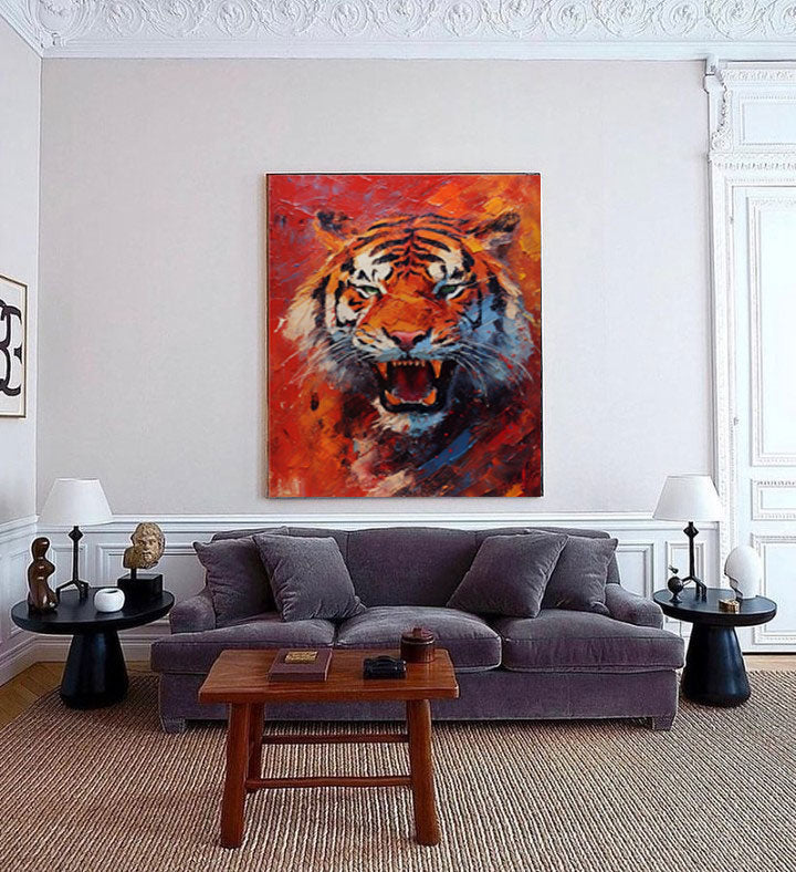 Wallart Fiery Roar: Tiger in Flames