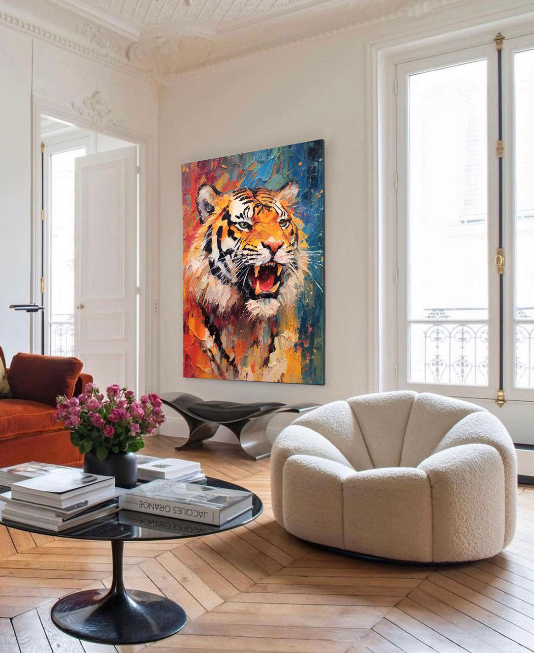 Wallart Fiery Tiger in Dynamic Colors