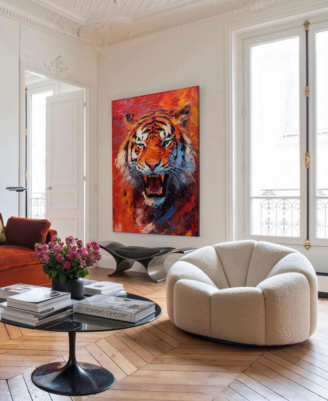 Wallart Fiery Roar: Tiger in Flames