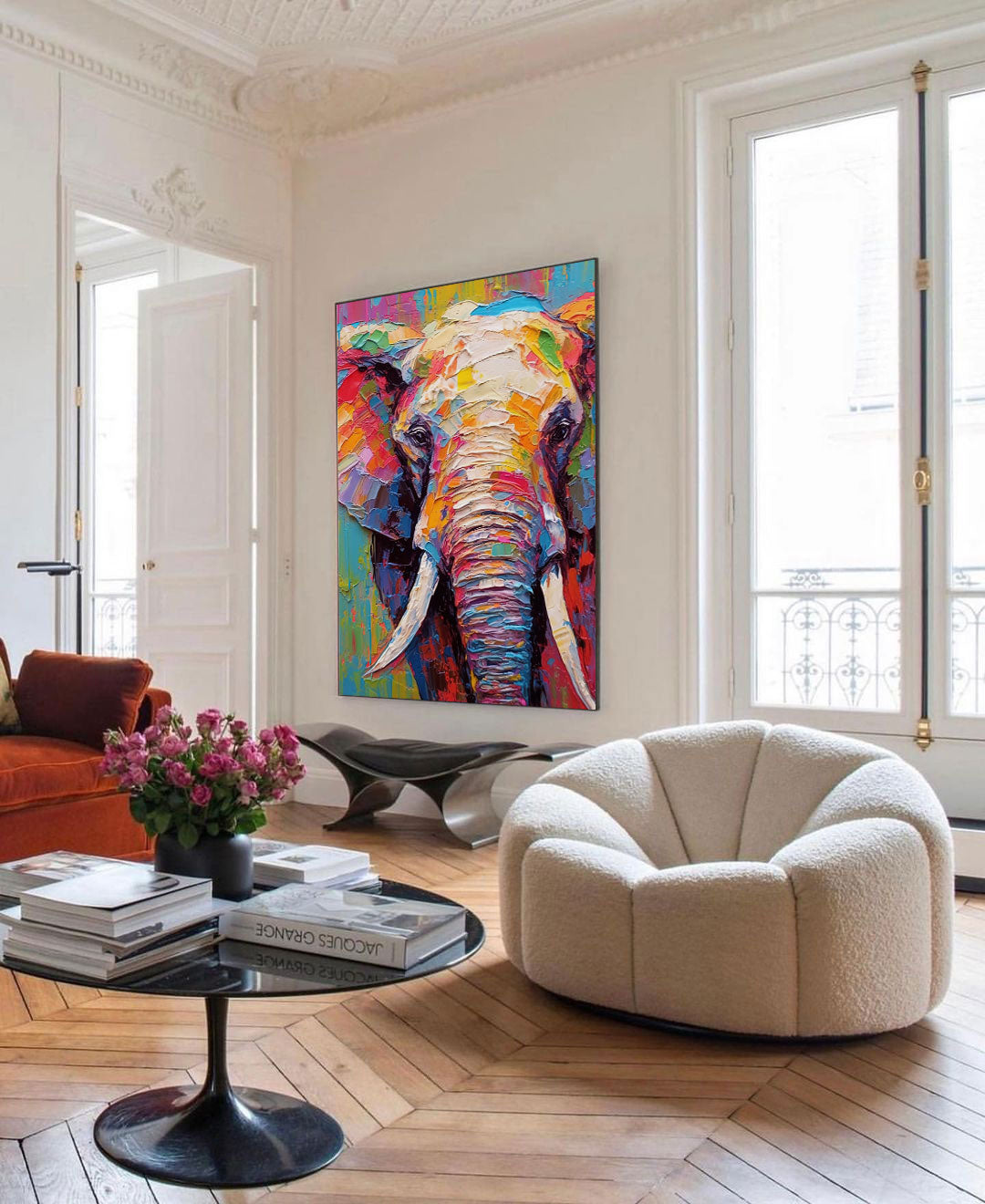 Wallart Vivid Elephant in Bold Textures