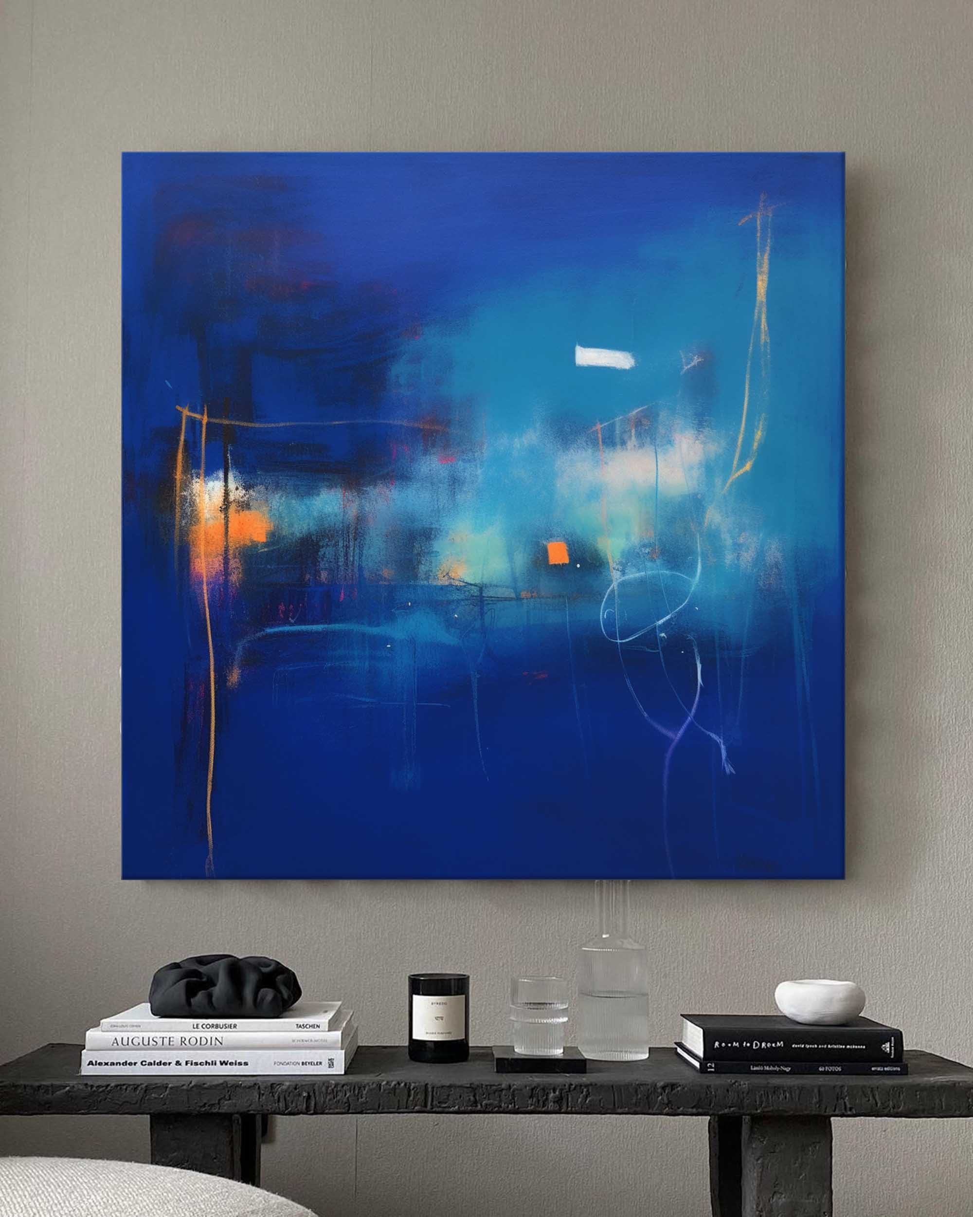 Wallart Deep Blue Abstract Horizon Art