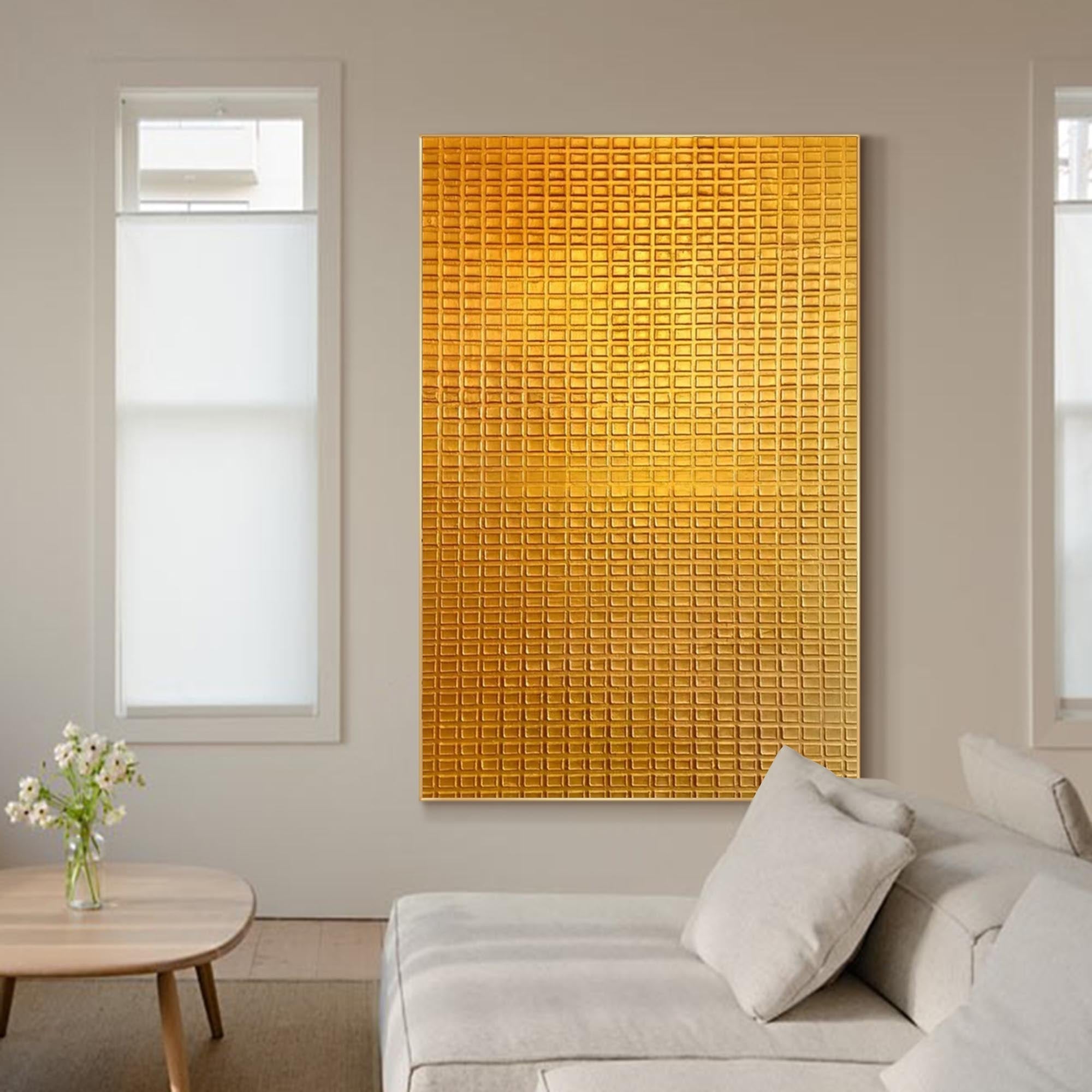 Wallart Golden Geometric Textured Artwork