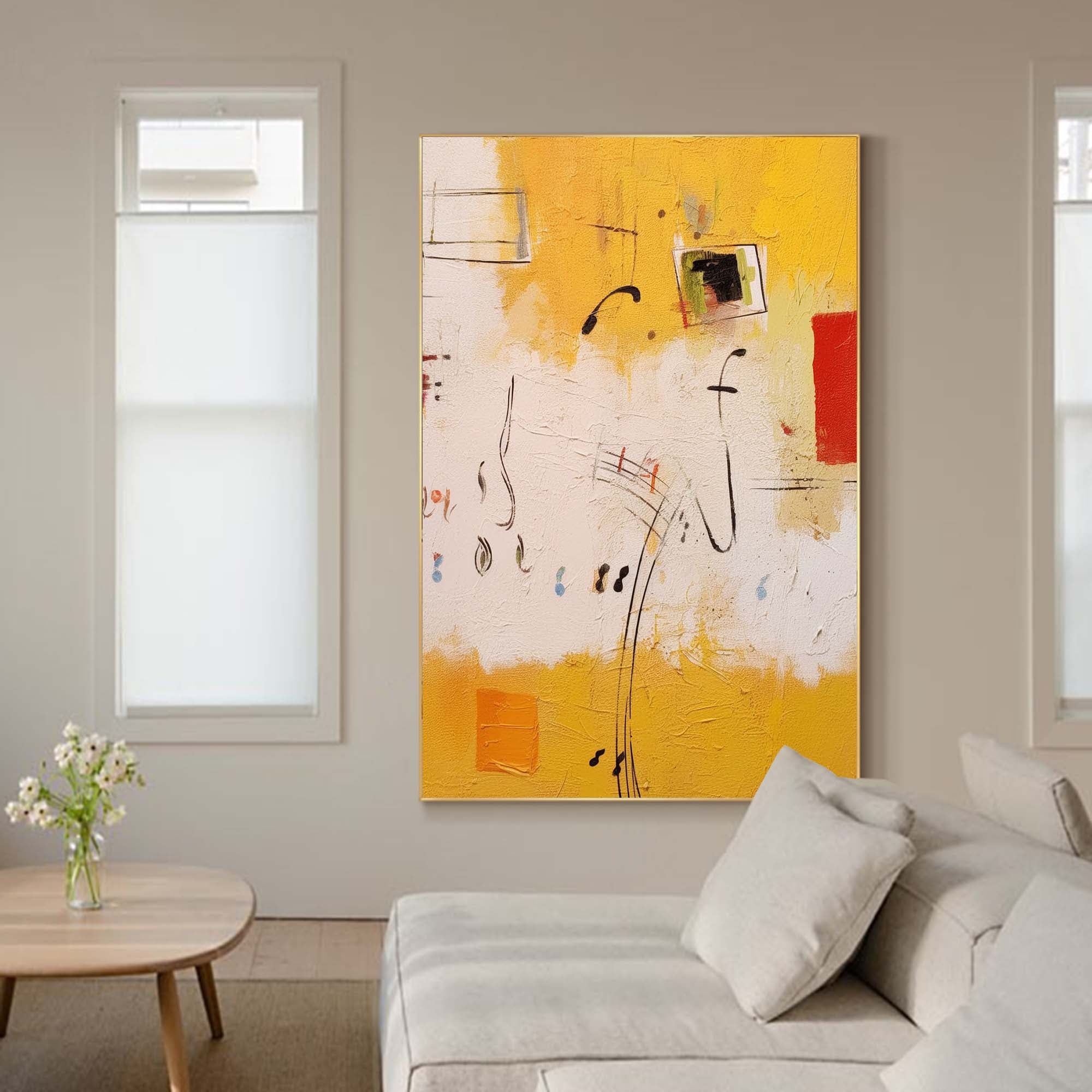 Wallart Abstract Musical Notes Canvas Art in Warm Tones